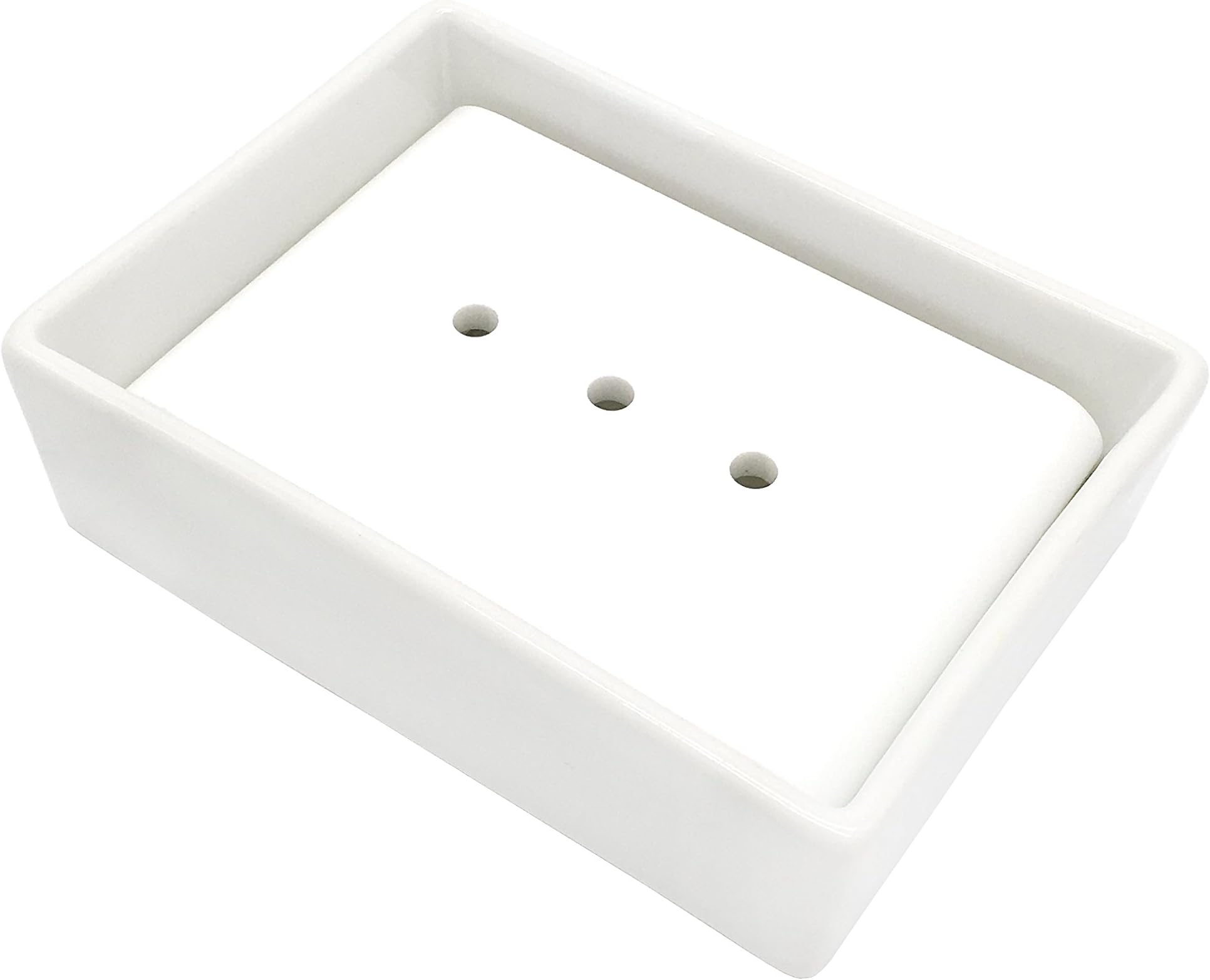 Lofekea Ceramic Soap Dish White Soap Holder for Bathroom and Shower Double Layer Draining Soap Box