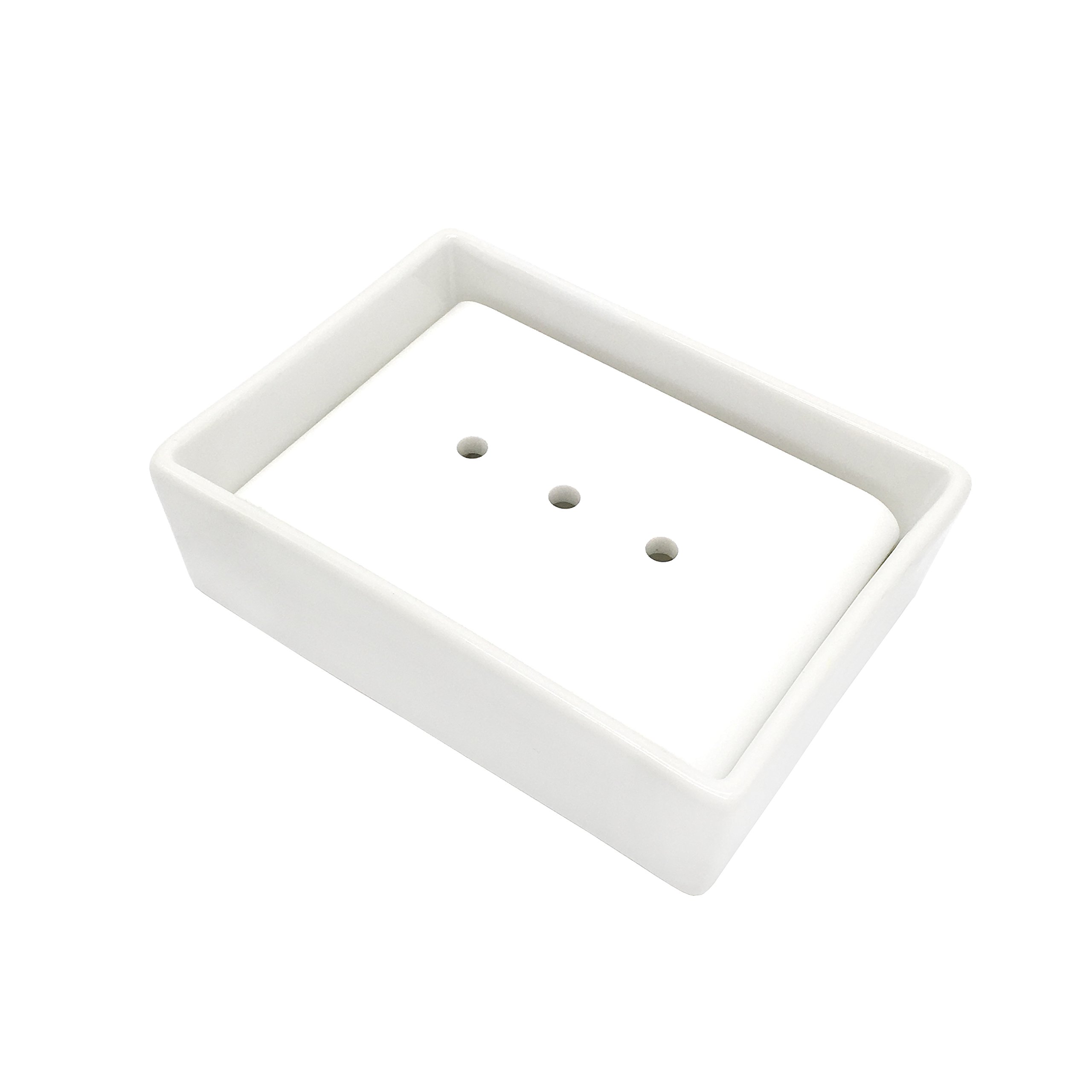 Lofekea Ceramic Soap Dish White Soap Holder for Bathroom and Shower Double Layer Draining Soap Box