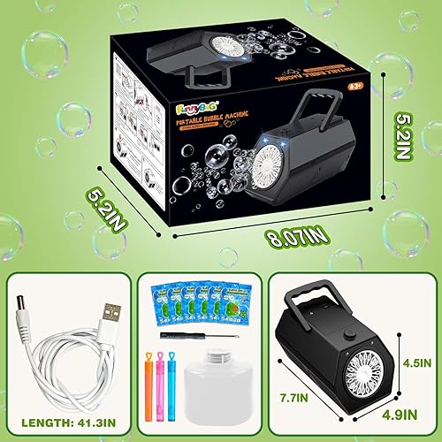 Miniatura 7 de Máquina de burbujas automática para niños, más de 18000 burbujas grandes por minuto, para interiores y exteriores, cumpleaños, bodas, fiestas,