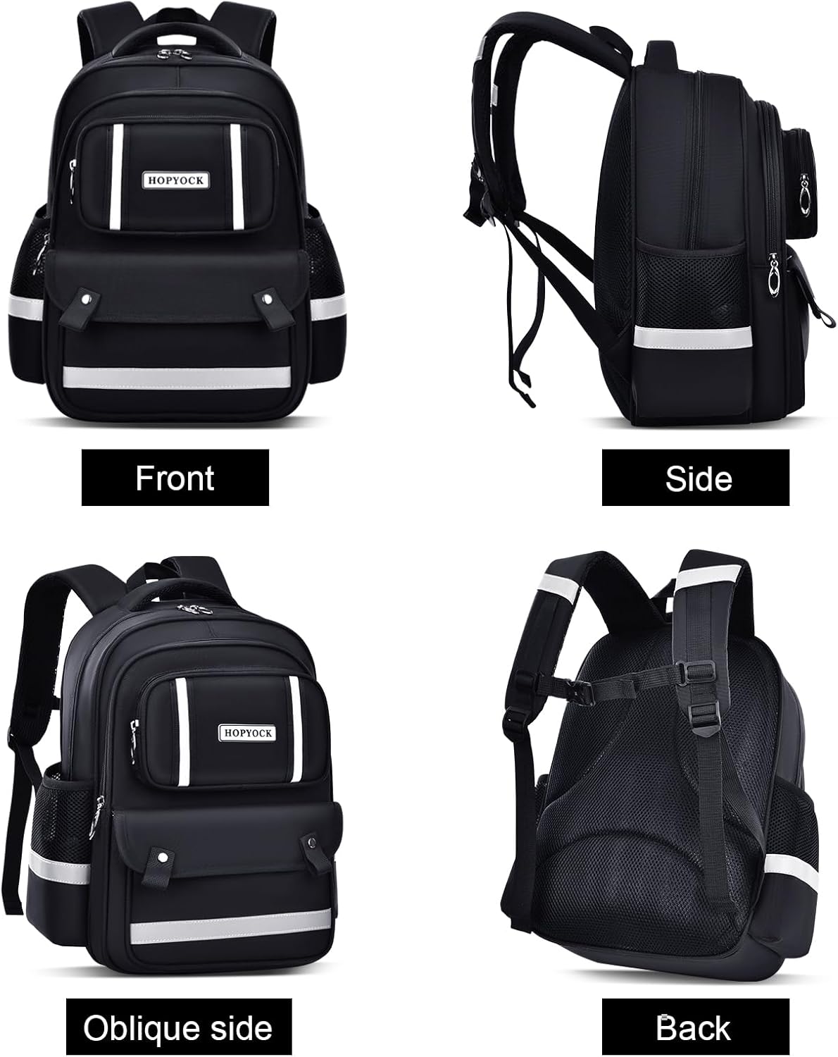 HOPYOCK-School Bags for Boys and Girls,Multi-Pocket Unisex Elementary School Backpack with Reflective Design,Kids Backpacks Fit for 4-12 Years Old - Image 3