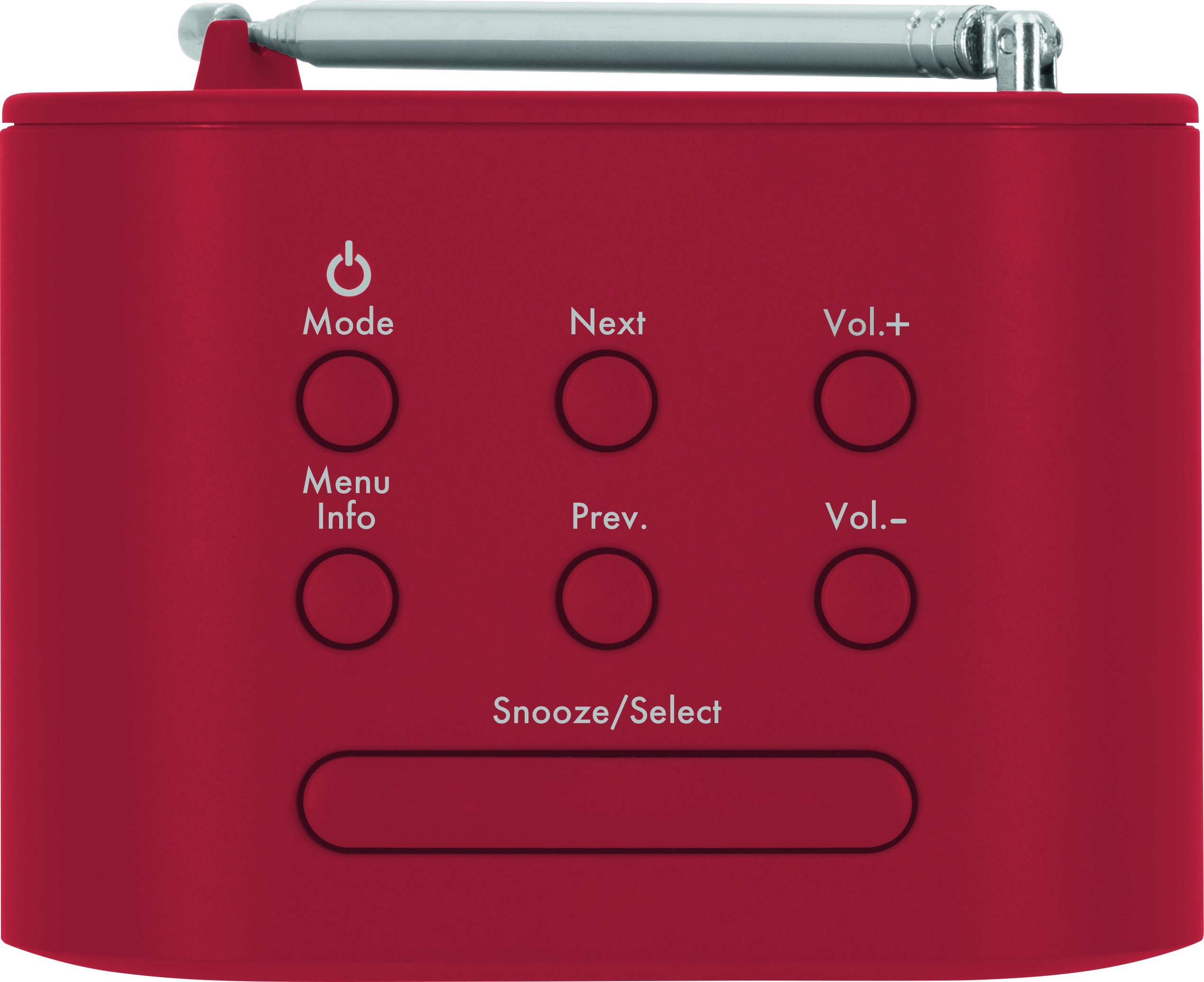 TechniSat TECHNIRADIO 40 - DAB+ Radio Sveglia (DAB, VHF, sveglia con due tempi di sveglia regolabili, Sleeptimer, funzione Snooze, display LCD dimmerabile, funzione ricarica USB) rosso (0002/2940)