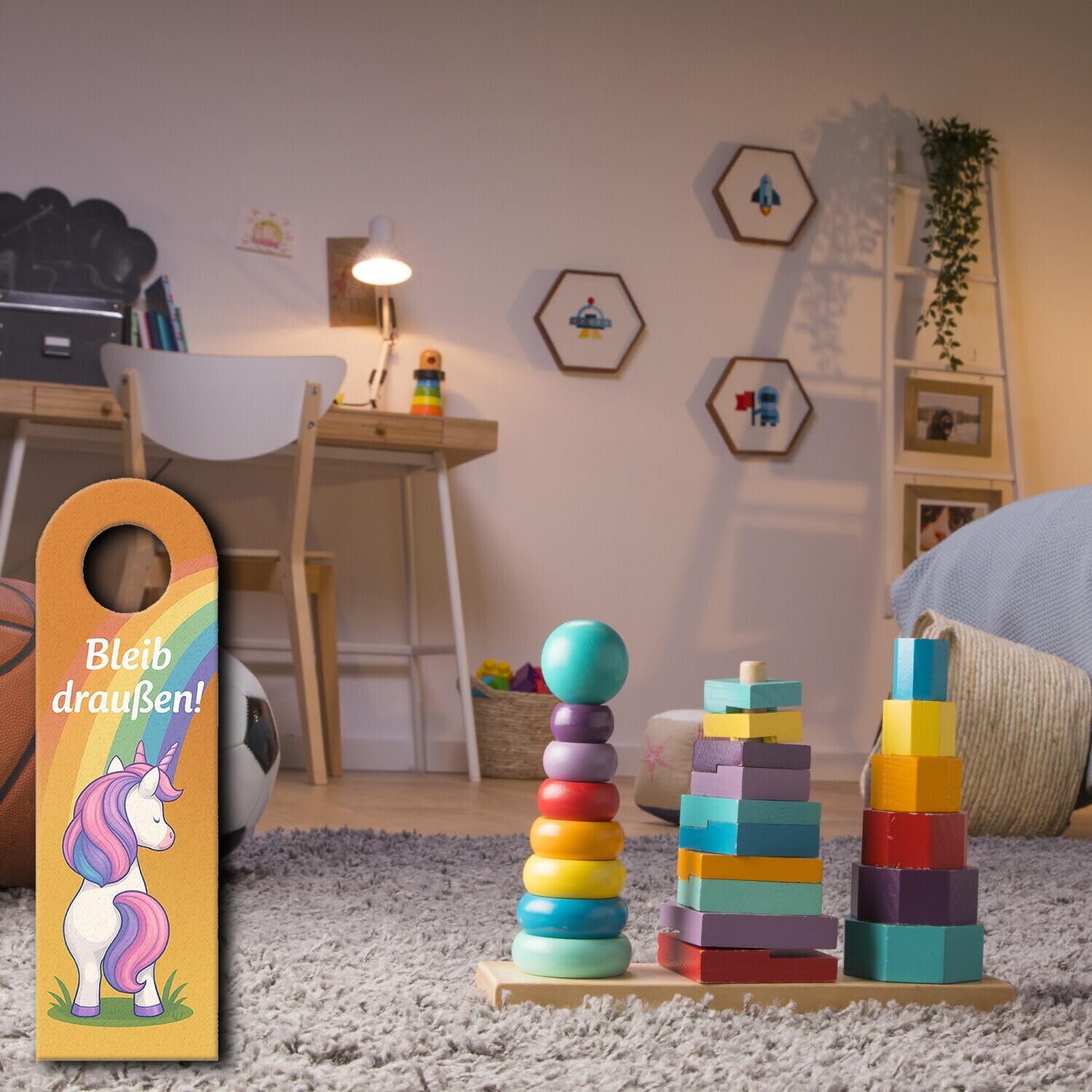 speecheese Türhänger 10er Set Einhorn lustig Bleib Draußen Komm rein Set