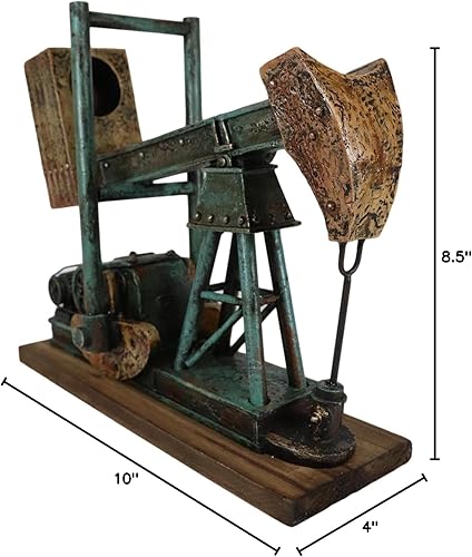Miniatura 8 de Ebros Gift Rústico Vintage Nodding Donkey Pumpjack Oil Derrick Rig Soporte para botellas de vino Estante Caddy Estatua Salvaje Oeste Pumpjack