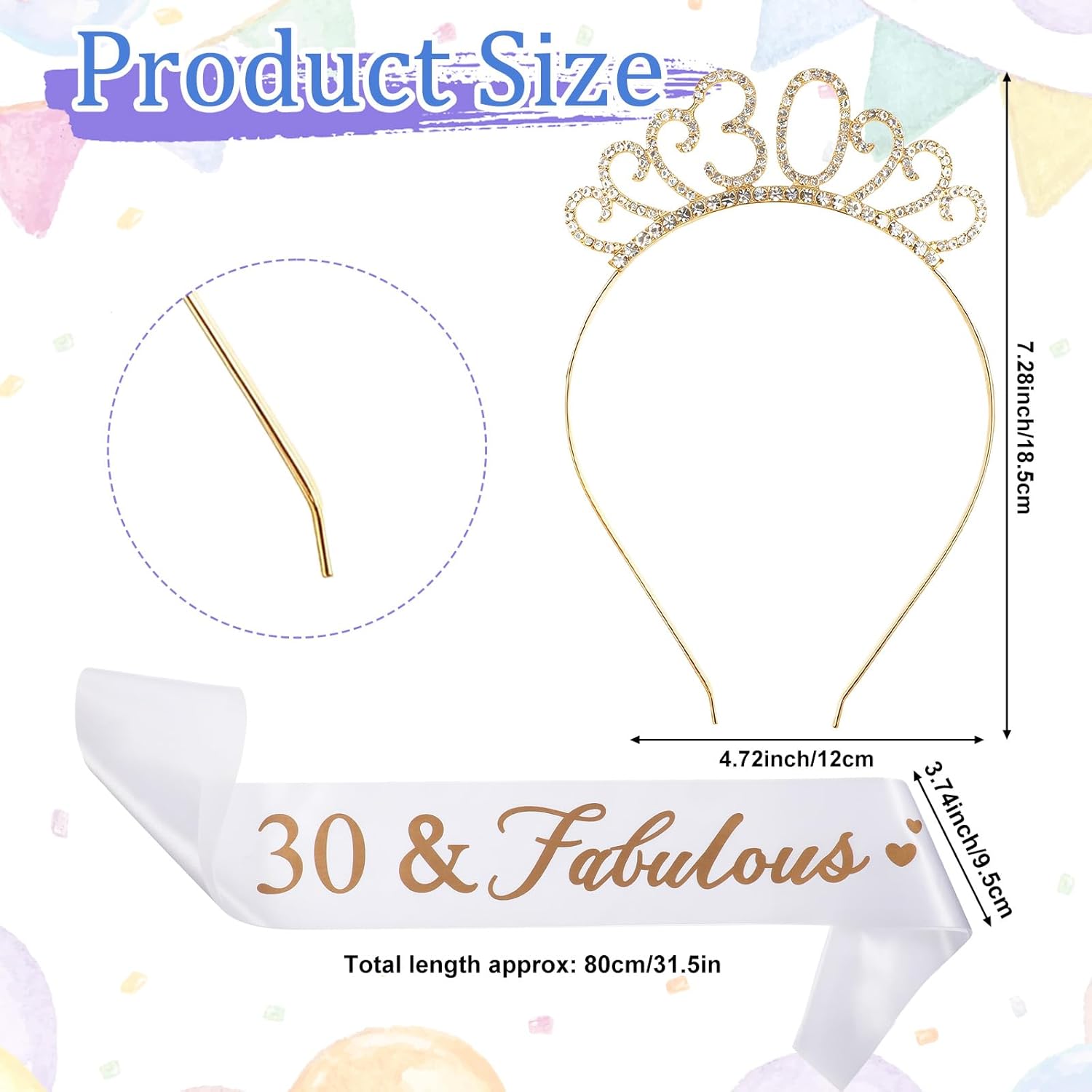 30th Birthday Women Decoration Sash and Tiara 30th Birthday Crown Sash Birthday Tiara Gold 30 & Fabulous Sash for Women Tiara Birthday Party Hen Night