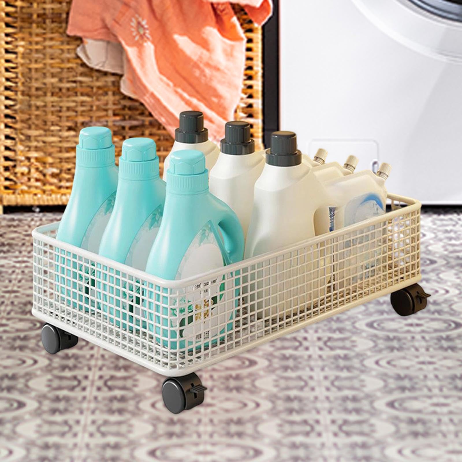 MERIGLARE Aufbewahrungsregal Badregal Rollwagen Unterbau Organizer Regalsystem Aus Robustem Metall mit Rollen für Bad Küche für Badezimmer Küche Schlafraum Büro, Weiß