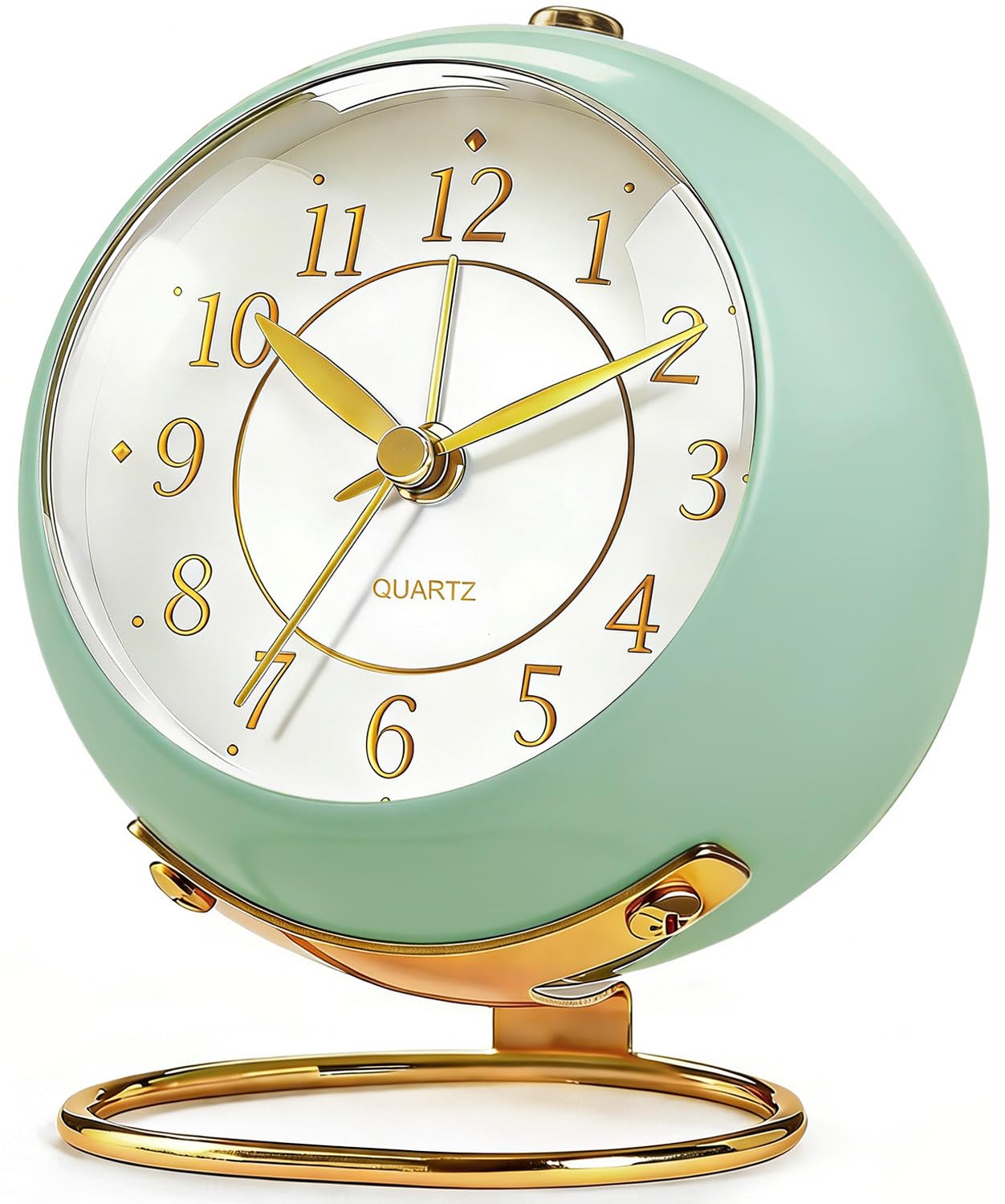 Azxb Analog Alarm Clock, Retro Small Desk Clock with Night Light, Cute Simple Design, Silent Non-Ticking, Battery Powered, Backlight Clock for Bedroom,Travel,Kitchen,Bedside Desktop Decor