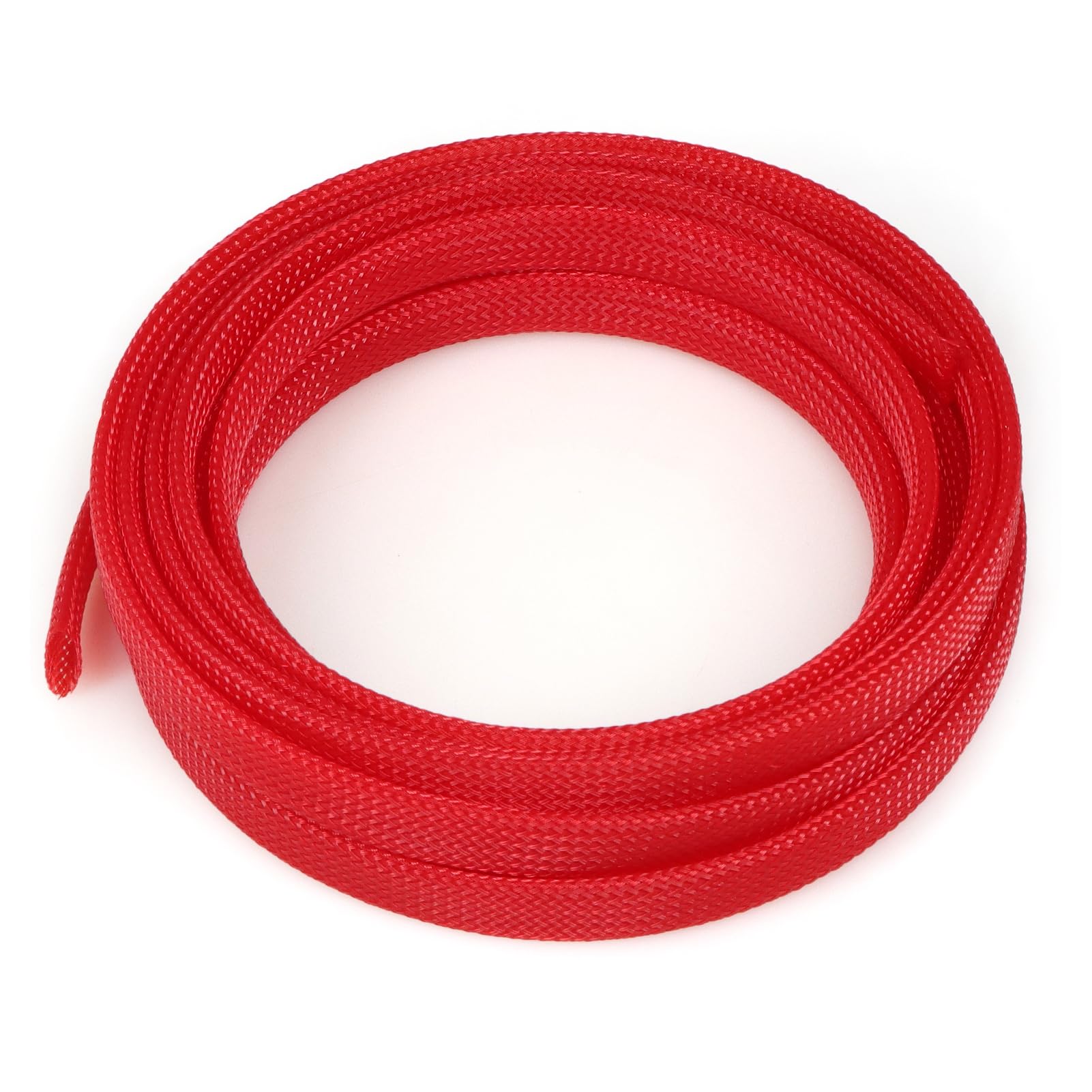 Braided Cable Management Sleeve, 16.4ft Flexible Wear-Resistant Cable Sleeve, Expandable Wire Management for Home, Office, Industry & Automobile (Red, 3/8")