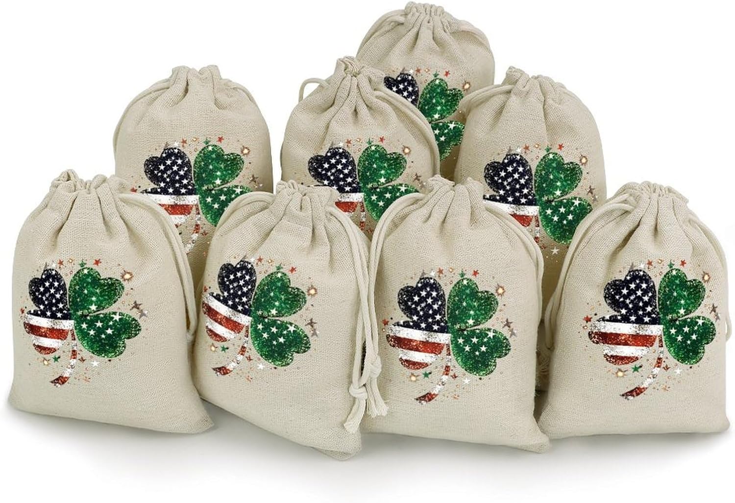 Irish U.S. Flag Ireland Drawstring Bags Small String Bag Jewelry Pouch Gift Wrap Bags
