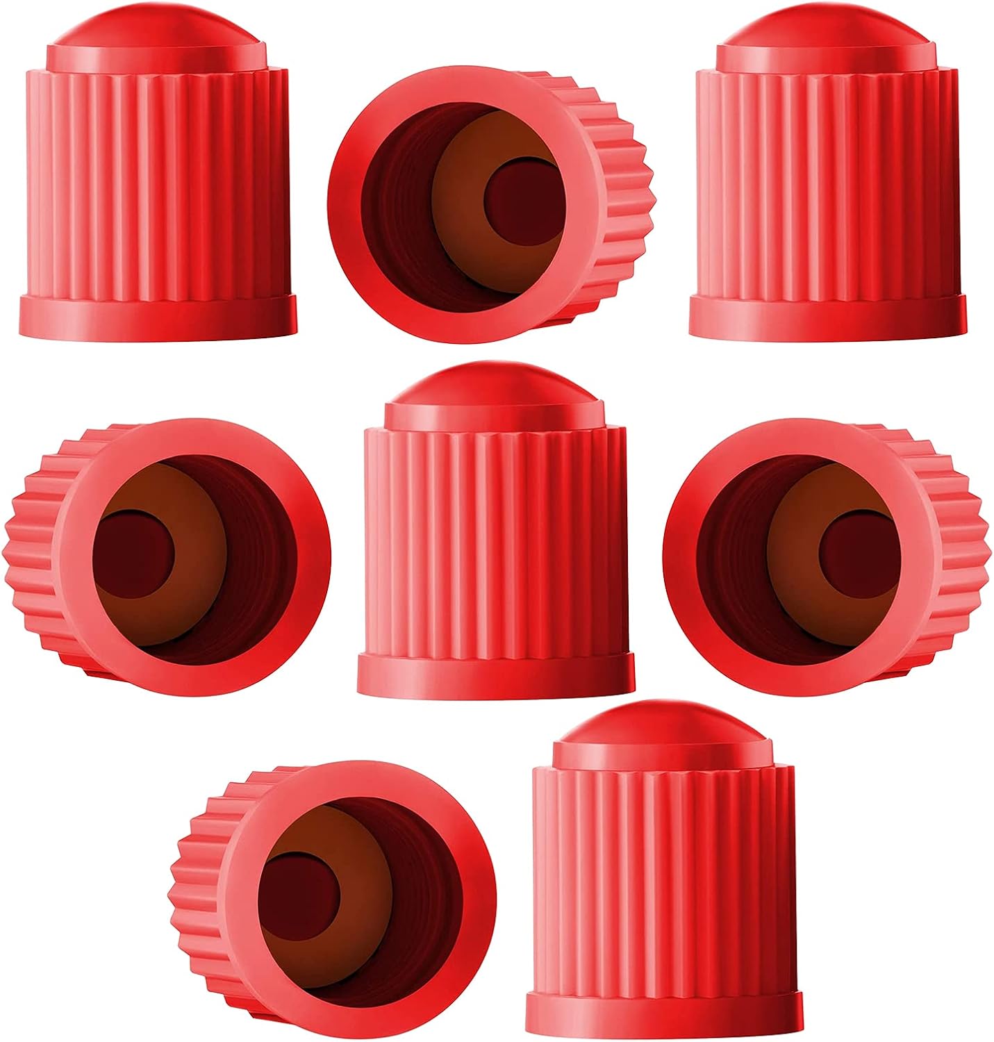 Car Tire Caps, 30 Pcs Tire Air Cap with O Rubber Ring, Plastic Valve Stem Caps for Cars, Suvs, Bike and Bicycle, Trucks, Motorcycles (Red)