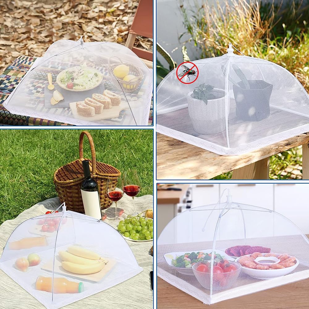 3 Retine Copri Cibo Piegevoli Per Picnic E Barbecue - Protezione Anti Insetti - Foto 10