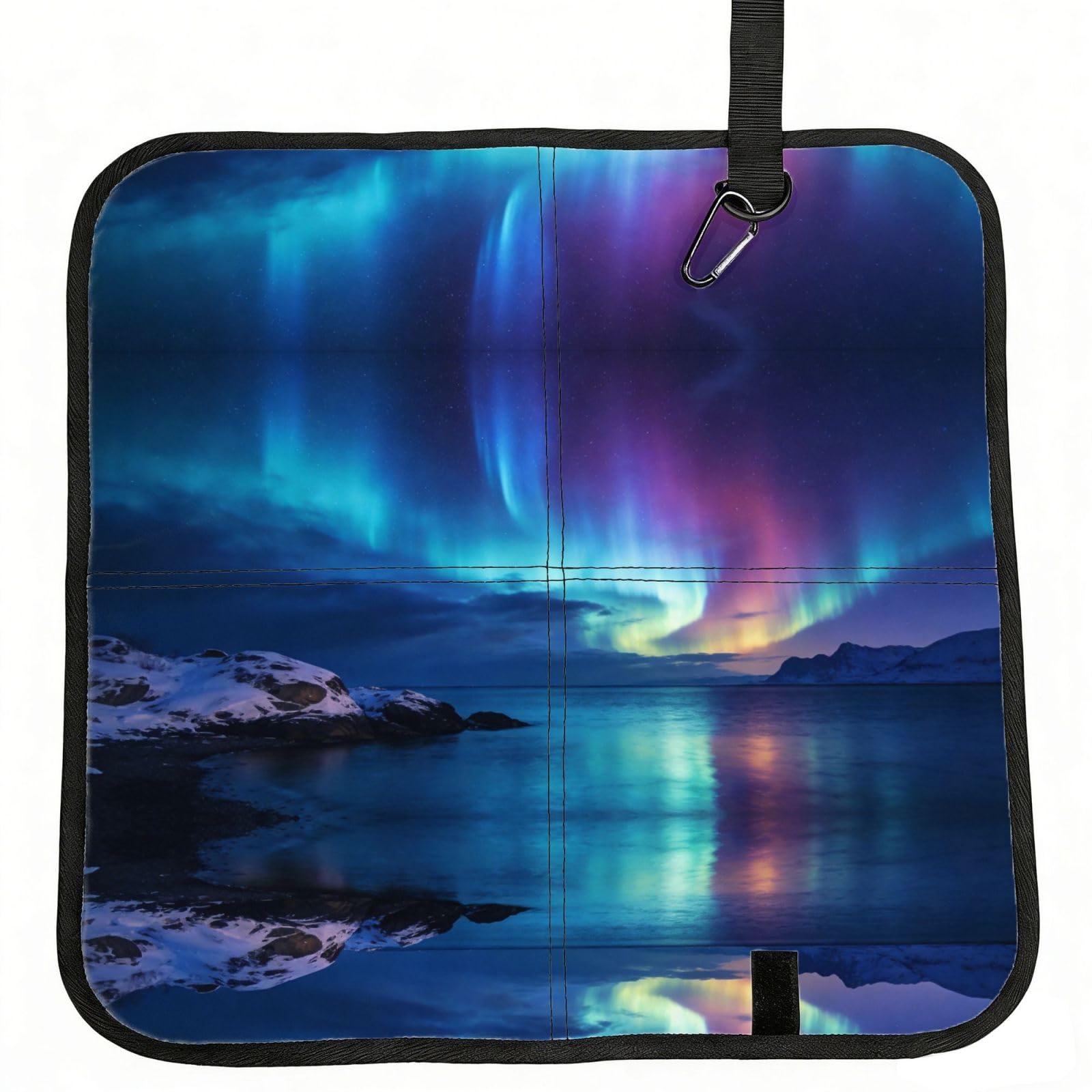 DUYIOKH Aurora Over the Sea Print Foldable Portable Seat Cushion for World Cup Games, Camping and Outdoor Activities