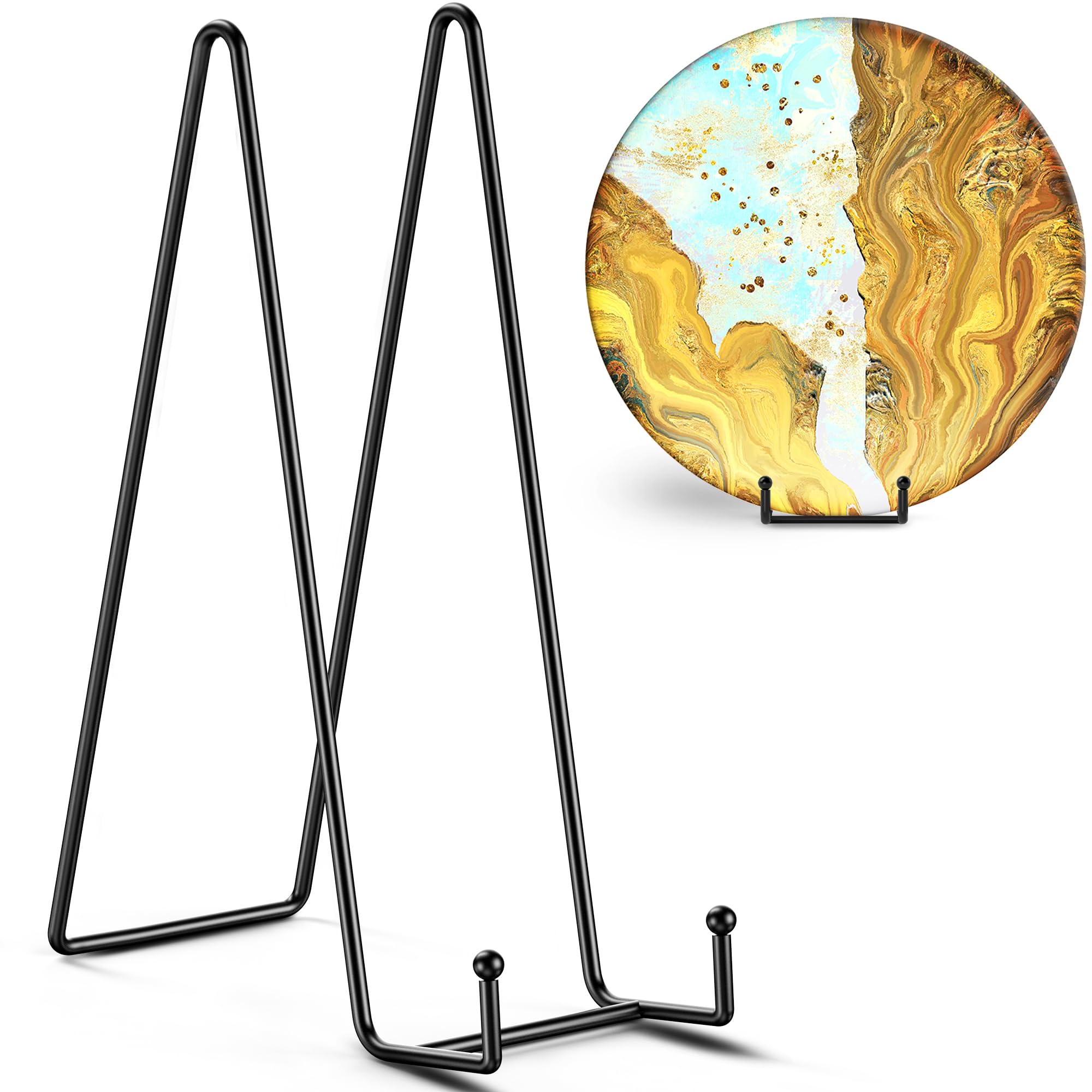 TR-LIFE 3 Pack 12 Inch Plate Stands for Display - Large, Metal Picture Frame Holder Stand + Easels for Decorative Platter, Book, Plaque, Photo, Table Top Art