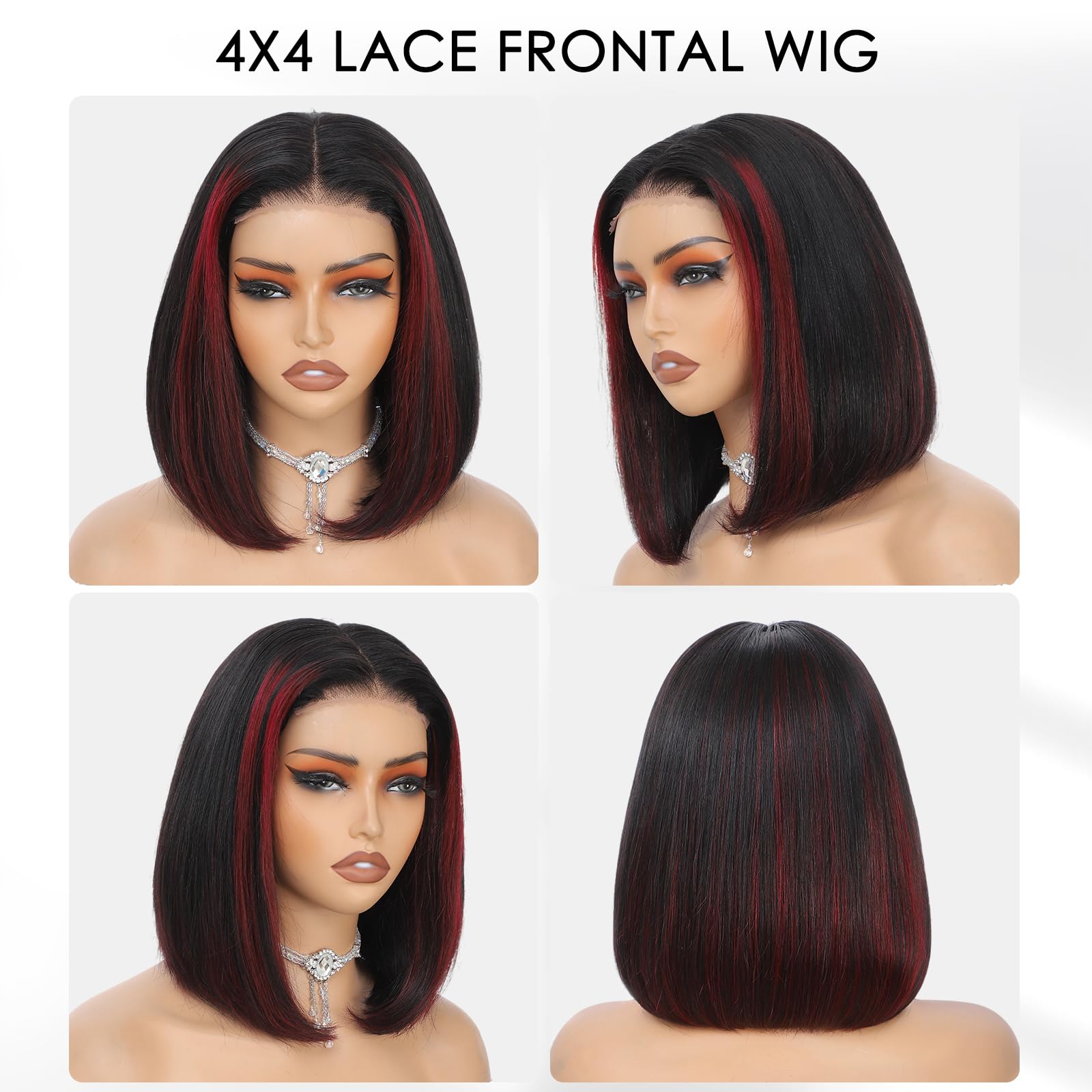 Beluck 1b99j 4x4 Bob Wig Human Hair Straight Wigs 150 Density Bob Wear and Go Glueless Wig Human Hair Pre Plucked With Brazilian Real Virgin Transparent Lace Frontal Wigs for Black Women 12 Inch - Image 2