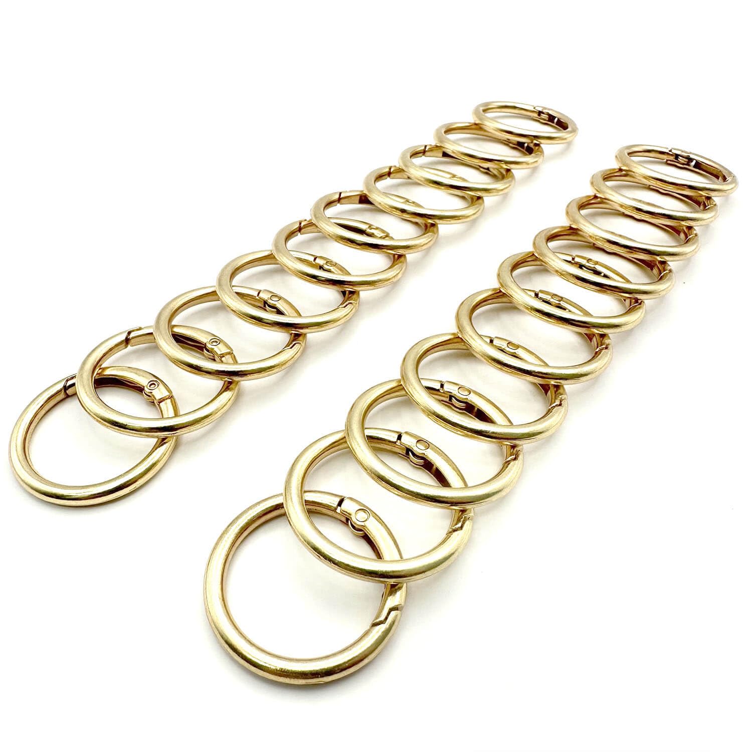 20 Pack 1 Inch Carabiner Clip, Spring O Rings Metal Alloy Purse Clip, Round Keyring Buckle Clips, Small Keychain Hook Clip for Key Bag (Gold)