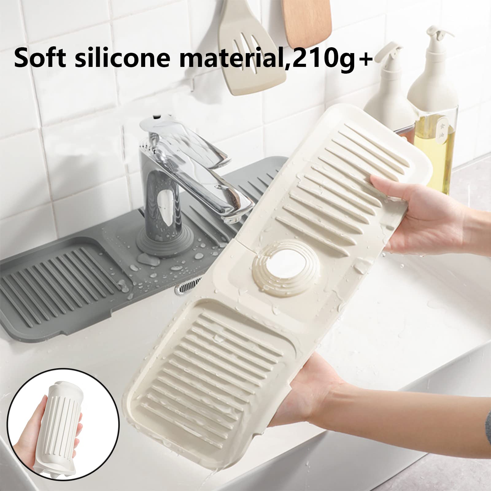 45 * 15cm Tapis de Robinet en Silicone,Attrape-Éclaboussures de