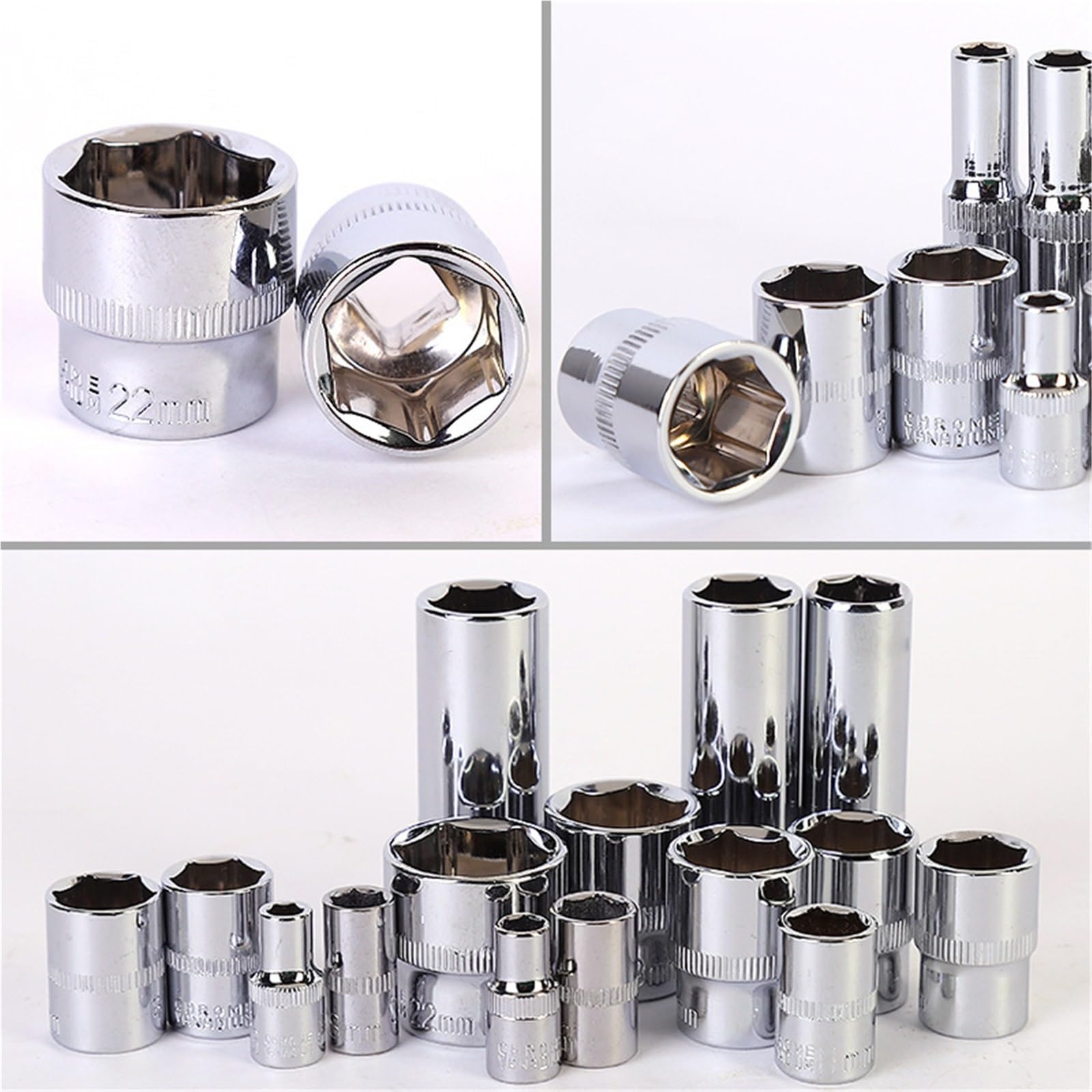 Llaves De Vaso Hexagonales Herramienta de soporte organizador trinquete, destornillador tuerca hexagonal, corto, largo y profundo(Long-10pcs-6.35mm)