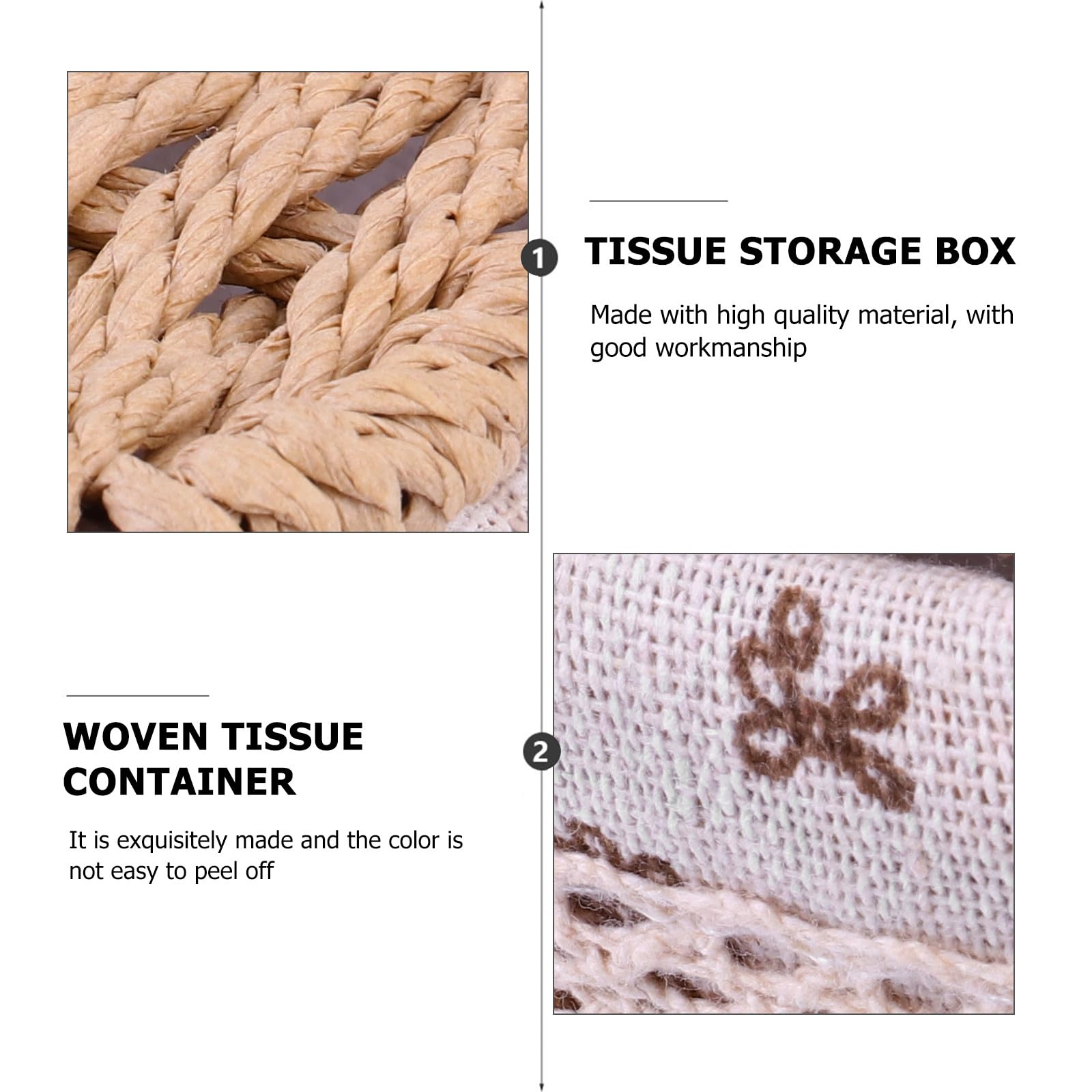 UKCOCO Handgewebte Taschentuchbox aus Seegras Kompakte Aufbewahrungsbox mit Spitzendesign Mehrzweck Gewebebox für Wohnzimmer und Badezimmer