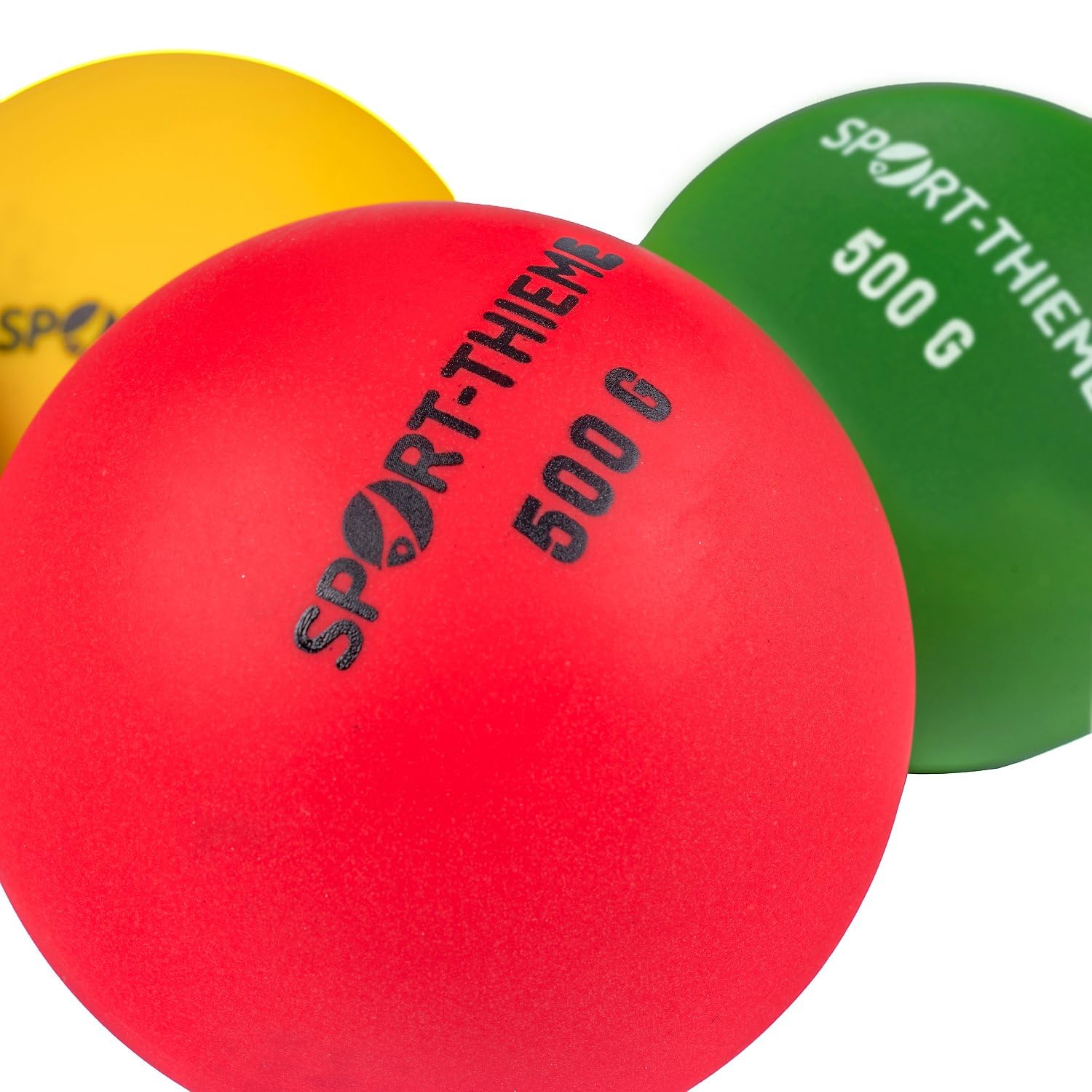 Sport-Thieme Übungsstoßkugel Set KidsAthletics | 4er Set, robust, leicht, vielseitig | Für Training, Indoor Outdoor | Kunststoff | Ø 100 mm | 0,5 kg pro Kugel