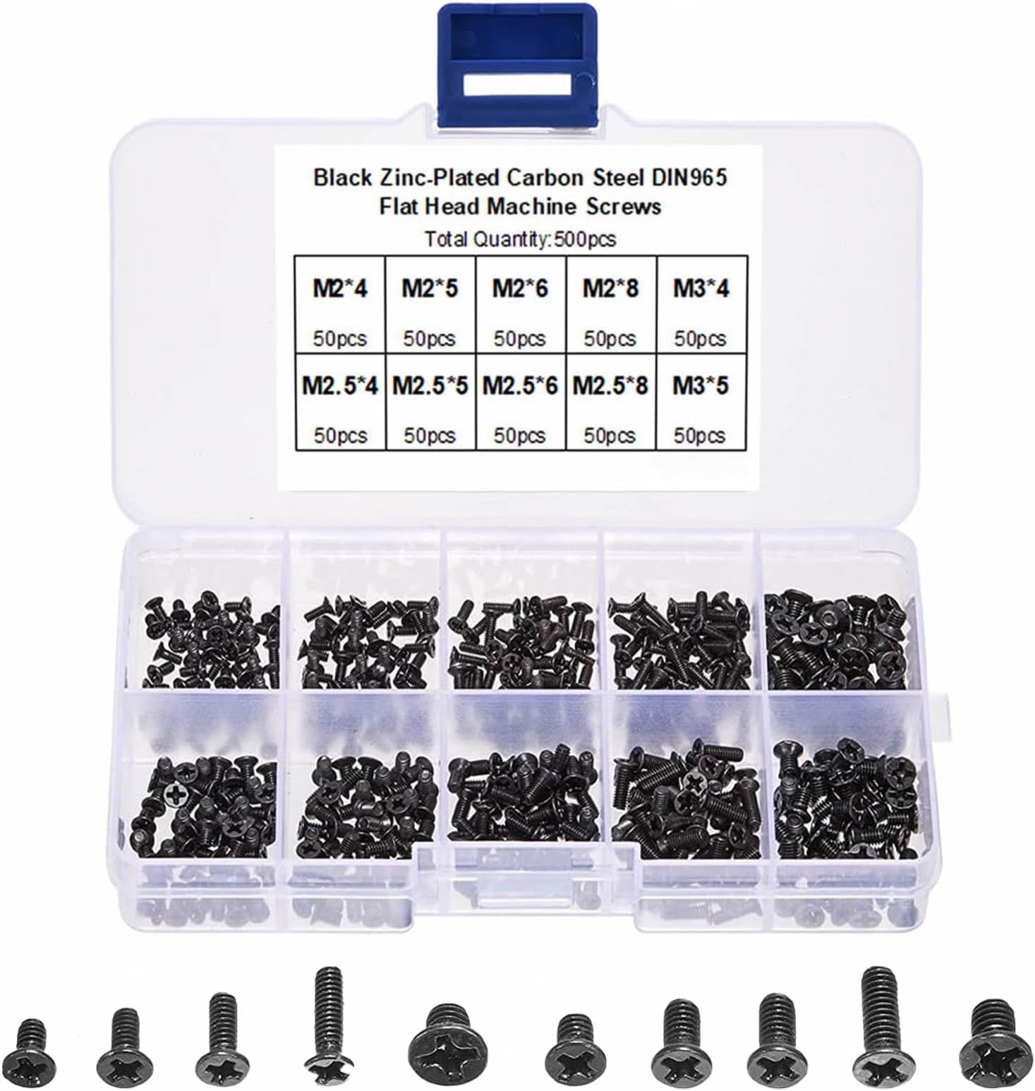 500PCS Universal Laptop Screws Set,M2*4, M2*5, M2*6, M2*8, M3*4, M2.5 * 4, M2.5 * 5, M2 .5 * 6, M2.5 * 8, M3*5 Computer Repair Accessory for SSD IBM HP Dell Lenovo Gateway Acer Samsung (Black)