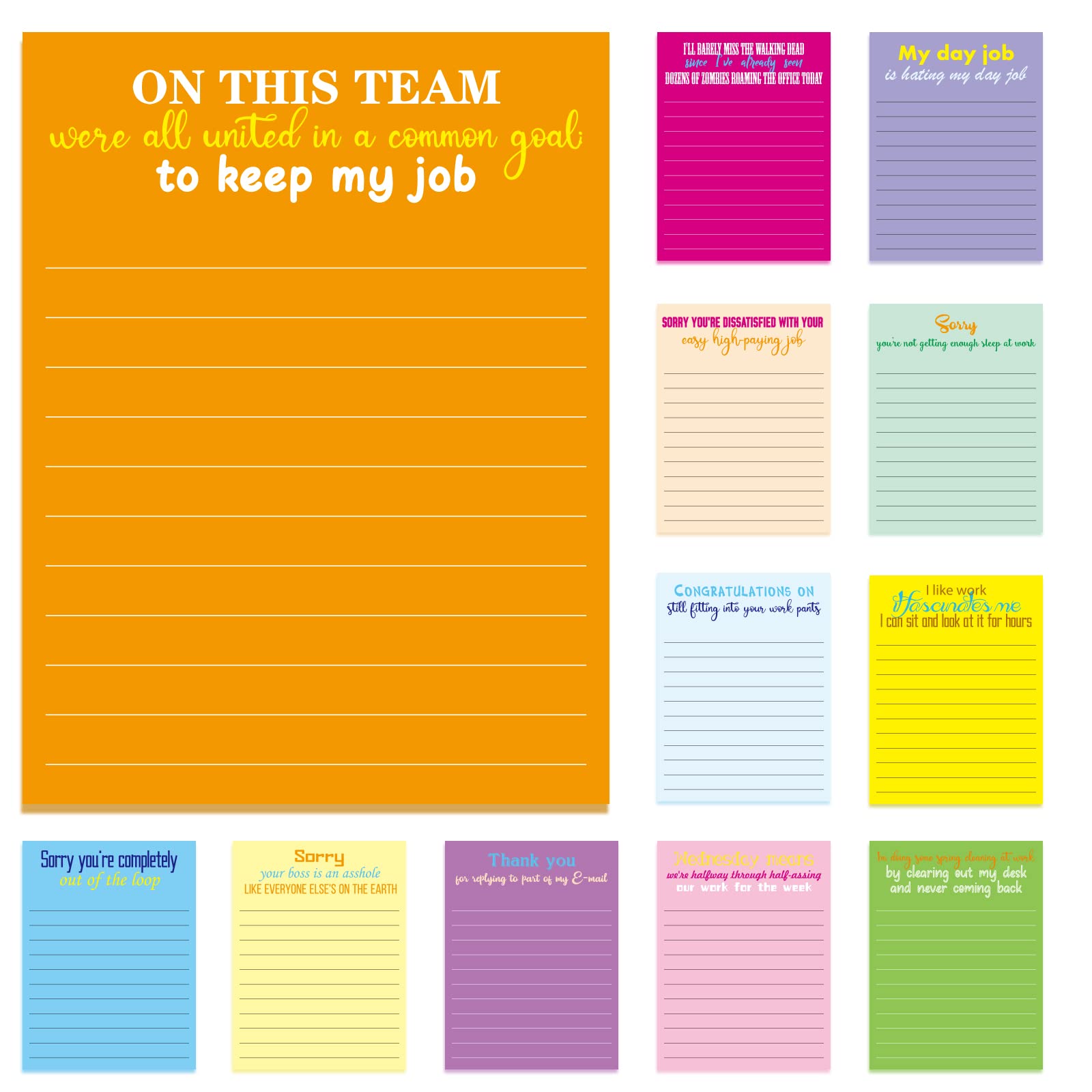 Funny Office Sayings Sticky Notes 12 Packs Office Personalized Funny Sayings Notepads Post it Notes Sticky Notes Gift for Coworkers Women Men Office Supplies Assorted Funny to Do List Notepad