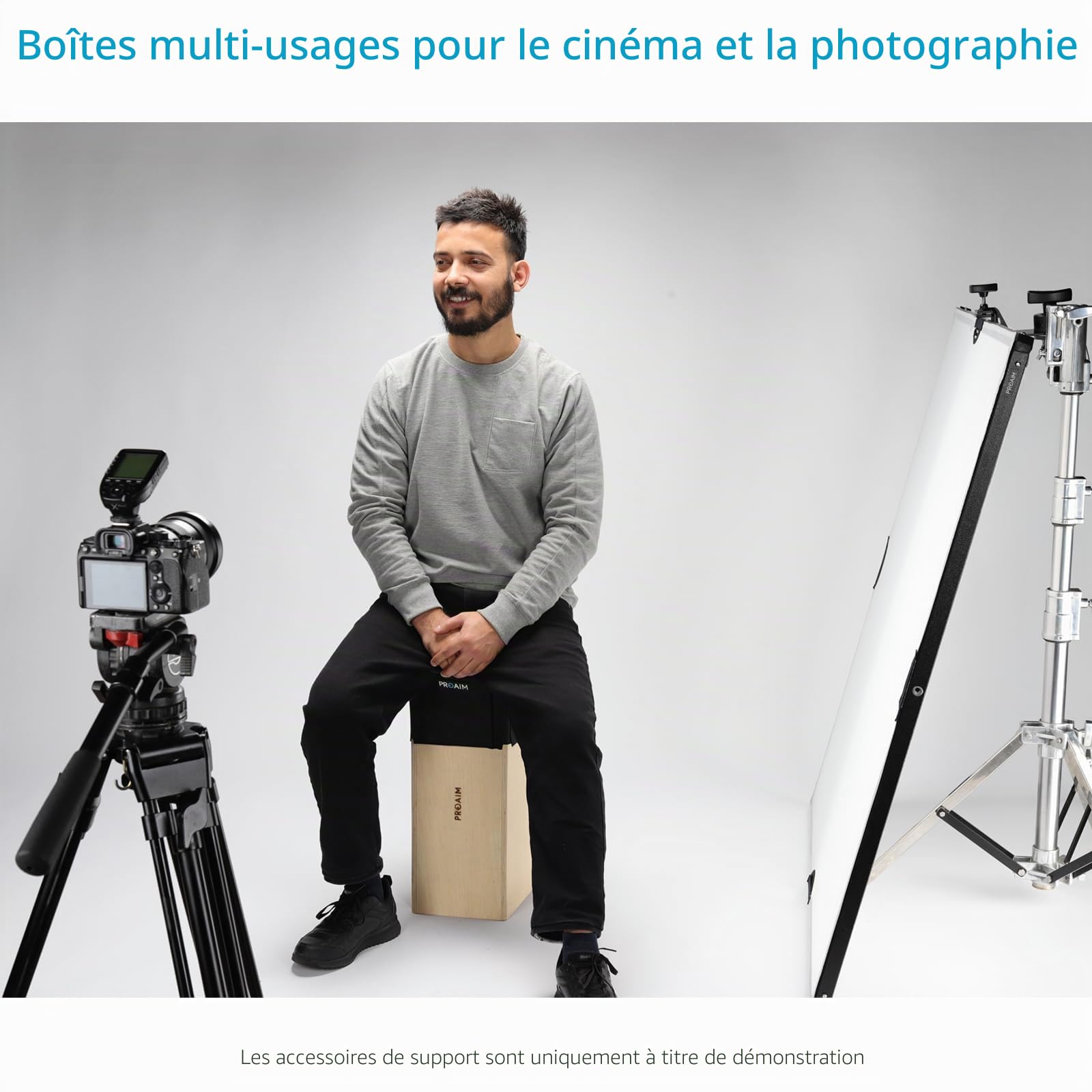 PROAIM Ensemble de 4 Boîtes APPL pour Le Cinéma, la Photographie et Le Studio – Marron Clair | Caisses 12 plis Plein, Demi, Quart et Pancake avec poignées, idéales pour caméras, accessoires et éclairages.
