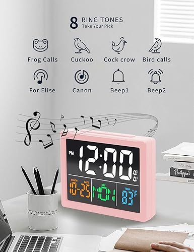 Miniatura 7 de Reloj despertador digital, con pantalla LED grande de 5.5 pulgadas, volumen de alarma ajustable, 6 niveles de brillo, ajustes de alarma, cargador