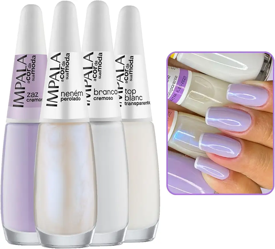 Impala Kit 4 Esmaltes Impala Zaz Neném Top Blanc e Branco 7,5ml