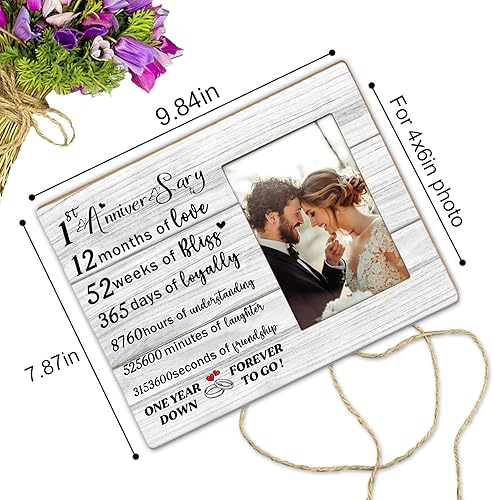 Miniatura 2 de Marco de fotos para el primer aniversario, regalos para el primer aniversario de la pareja, regalos de matrimonio de aniversario para él, ella,