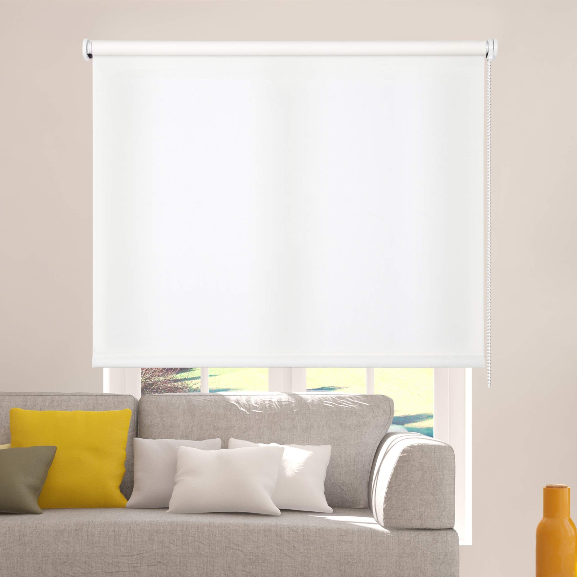 Tende a rullo per interni traslucide 200x250 cm Bianco avorio | Tenda a rullo traslucida termica per finestre e porte interne qualità Premium. Larghezza tessuto 199 cm StoresDeco