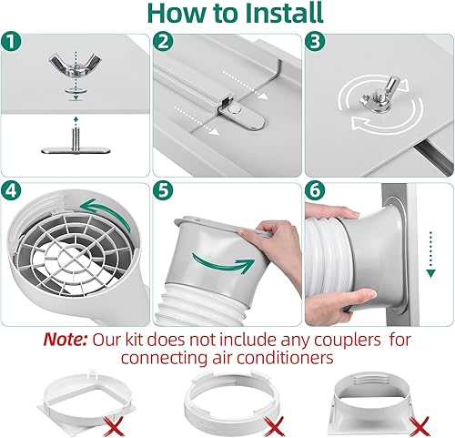 Miniatura 6 de cocobeen Kit de ventana de aire acondicionado portátil, kit de ventilación de CA universal ajustable con manguera de escape de 5.9 pulgadas para