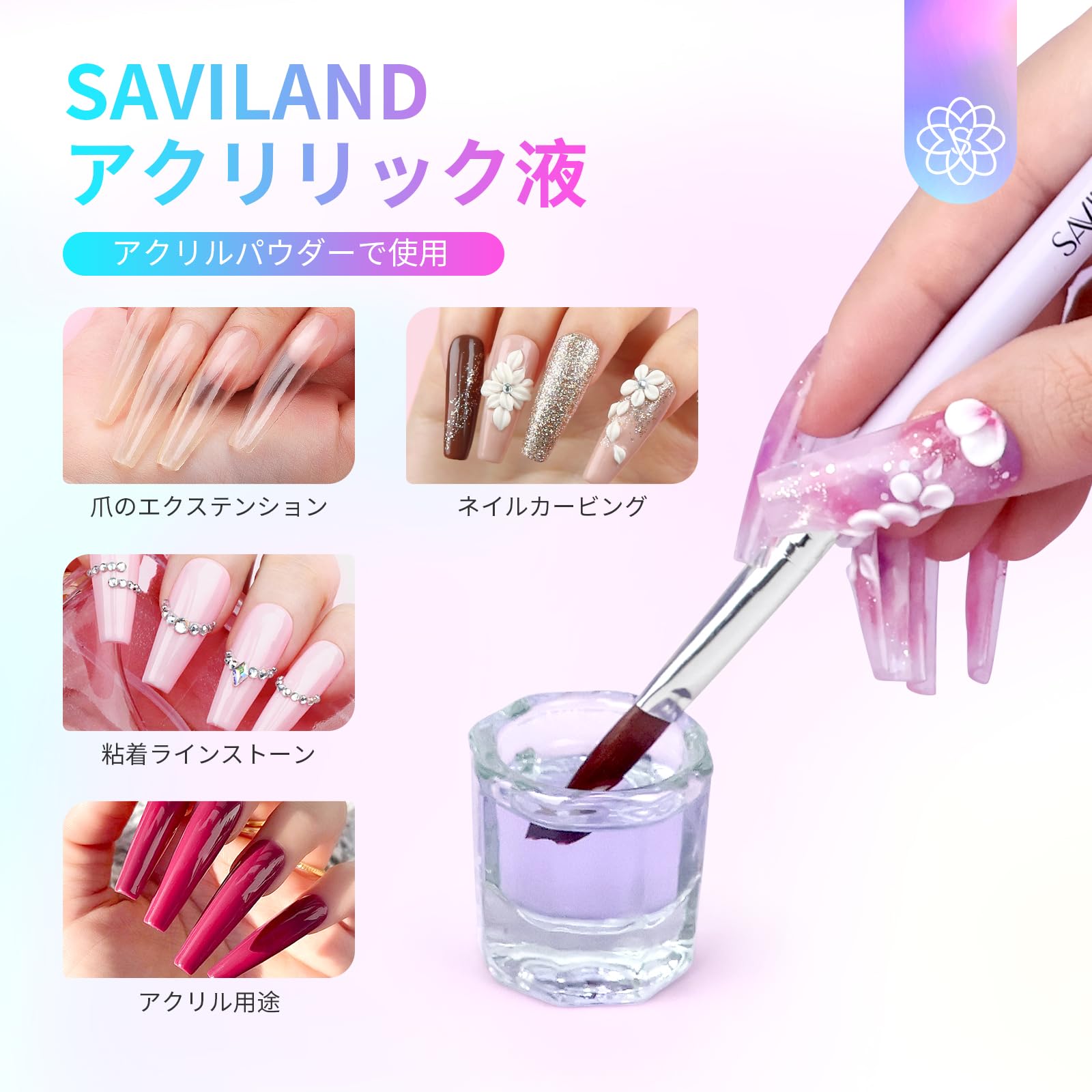 Amazon.co.jp: Saviland アクリル ネイル リキッド 120ml モノマー