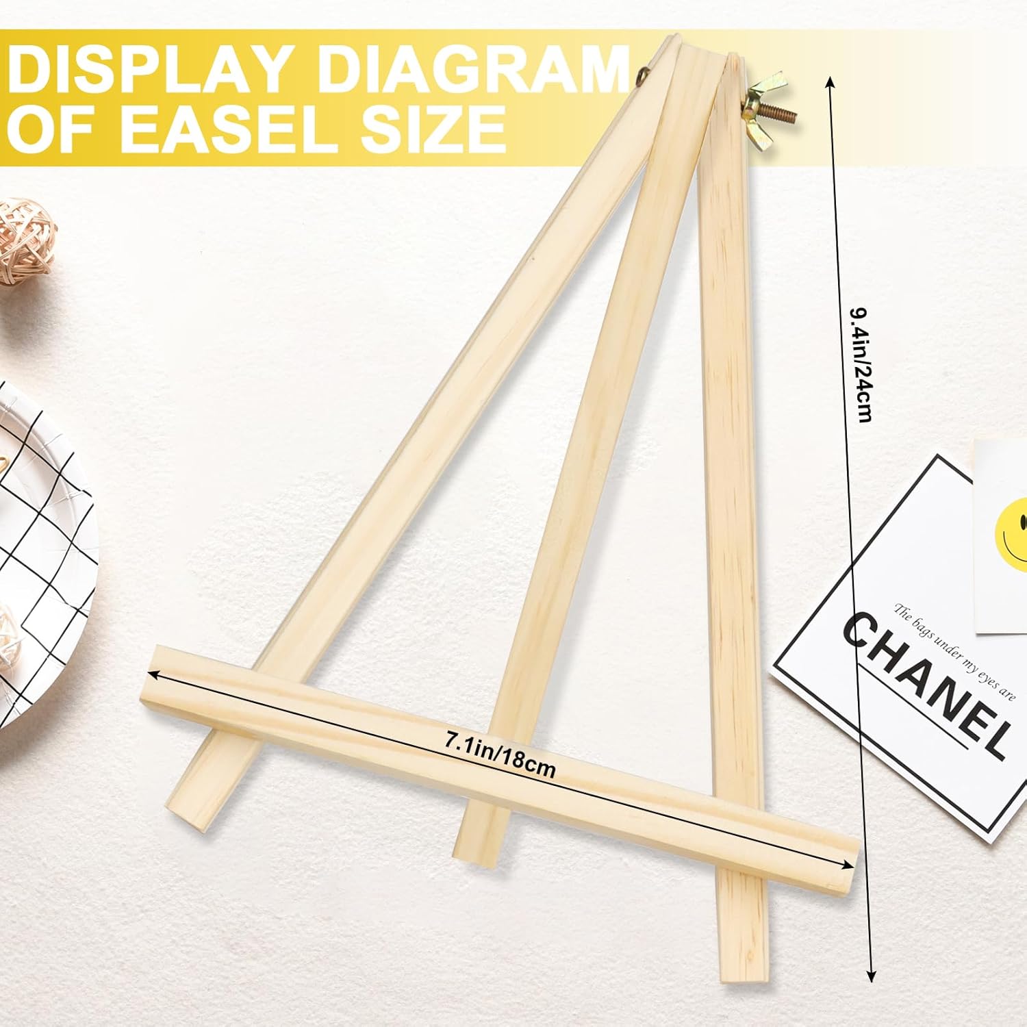 Mini Easels 12 Pack, Small Easels for Painting 24cm/9 Inch, Folding Design, Small Easel with 12 Palettes and 60 Brushes, Suitable for Outdoor Painting Party