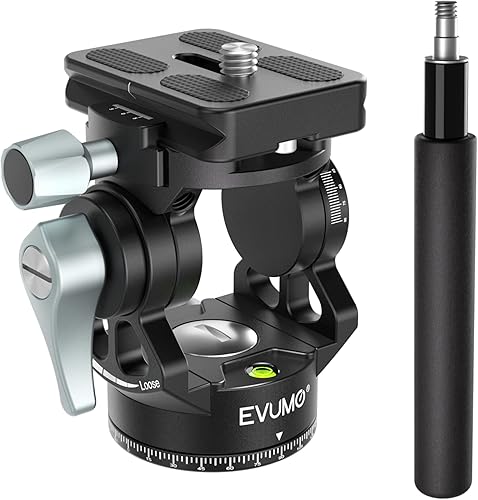 EVUMO - Mini cabezal de trípode de video fluido cabezal de video compacto panorámico de 360 para trípode DSLR videocámara telescópico con placas de
