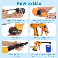 MYPIN 790 PSI Hordozható Vezeték Nélküli Magasnyomású Mosó LCD Kijelzővel, 2 Akkumulátor, 6az1-ben Fúvóka - 790 PSI, 2 Batteries, Yellow 2