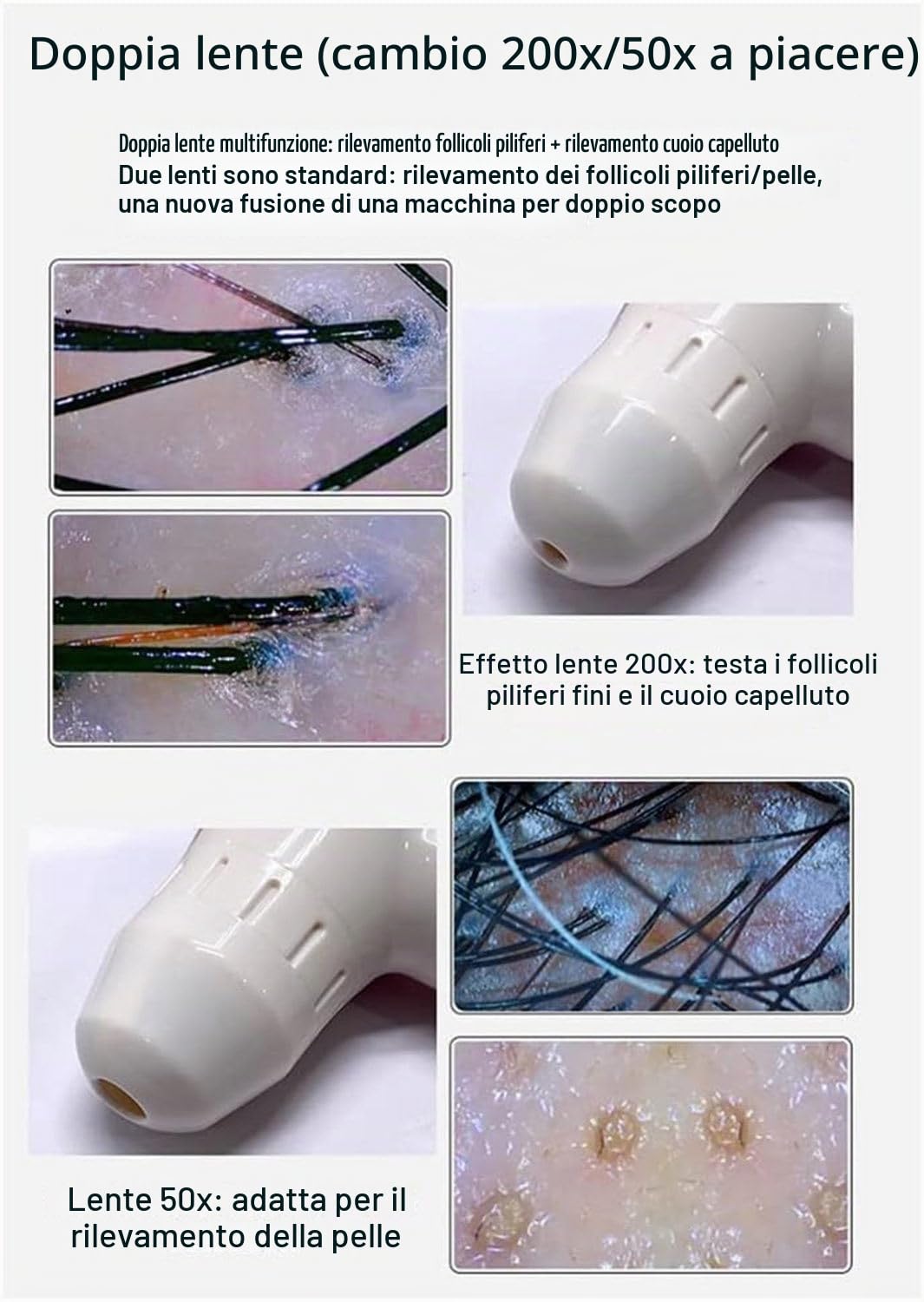 Microscopio Digitale dell'analizzatore della Pelle dei Capelli del rivelatore del Cuoio capelluto per Il Test del follicolo pilifero e Lente d'Ingrandimento dell'analisi della Pelle
