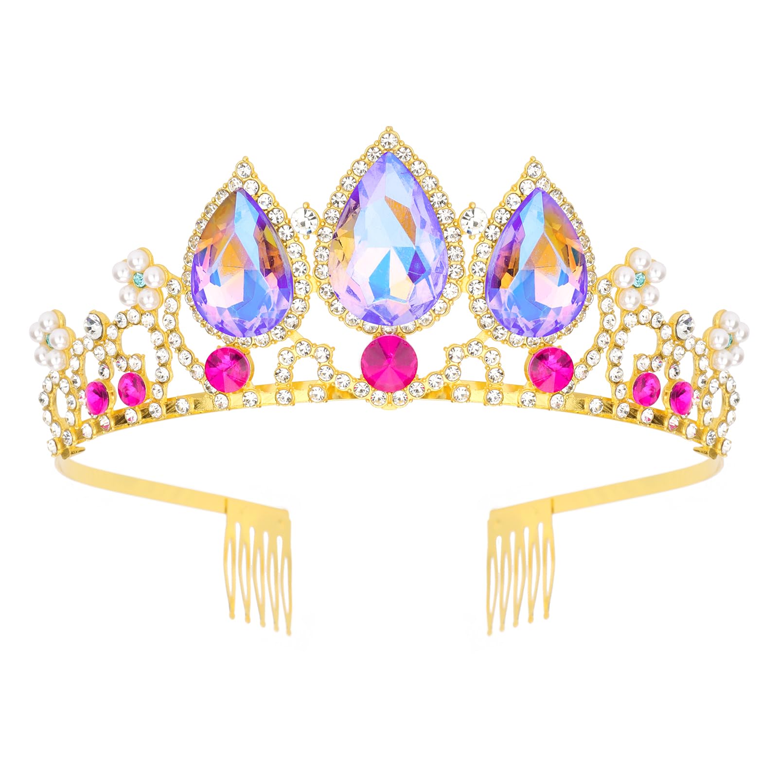 CIEHER Rapunzel Crown Princess Crown, Multicolored Headbands for Birthday Party Mermaid Cosplay