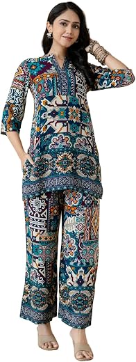 Berrylicious Boho printed co-ord set | 3/4 Sleeve