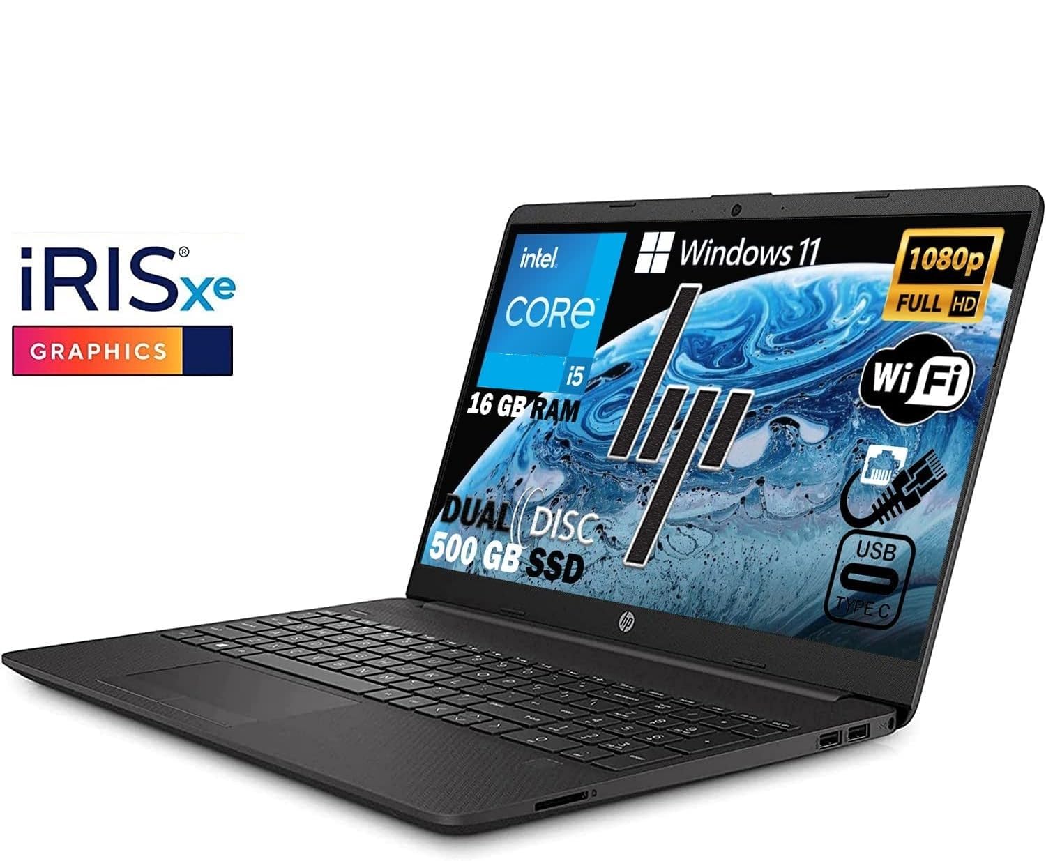 HP 250 G9 Notebook intel 10 core i5 13Th fino a 4,60Ghz, Ram 16Gb Ddr4,Ssd Nvme 512GB,Display 15.6" FULL HD,Pc portatile Windows 11