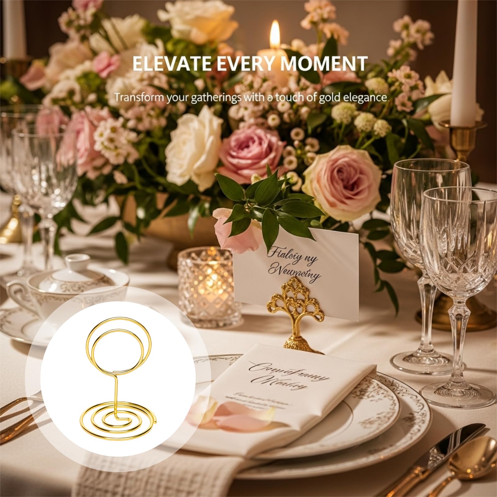 36 Stk. Metall-Place-Card-Halter-Set mit 50/85/220-Stil-Tischnummernhaltern, goldene Menü-, Memo- und Notizklammern für Hochzeiten, Partys, Events und Feiern