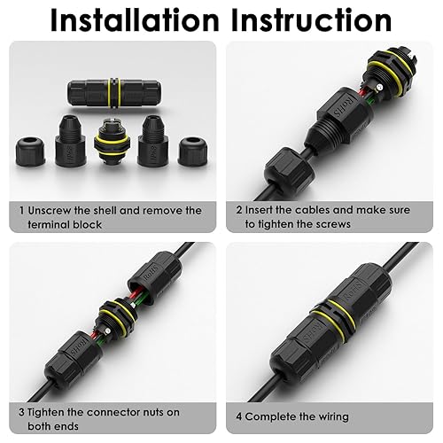 Miniatura 3 de Conector de cable de caja de conexiones eléctrica impermeable IP68 para exteriores, M16 para cables de 2 o 3 pines para rango de cable de