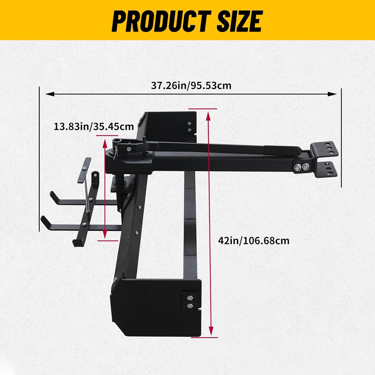 42 Inch Tow Behind Box Scraper, Lawn Tractor Attachments with Tractor Box Blade Sleeve Hitch Tow Fit for ATV UTV, Construction Landscaping, Agriculture Powder Coated Steel Black