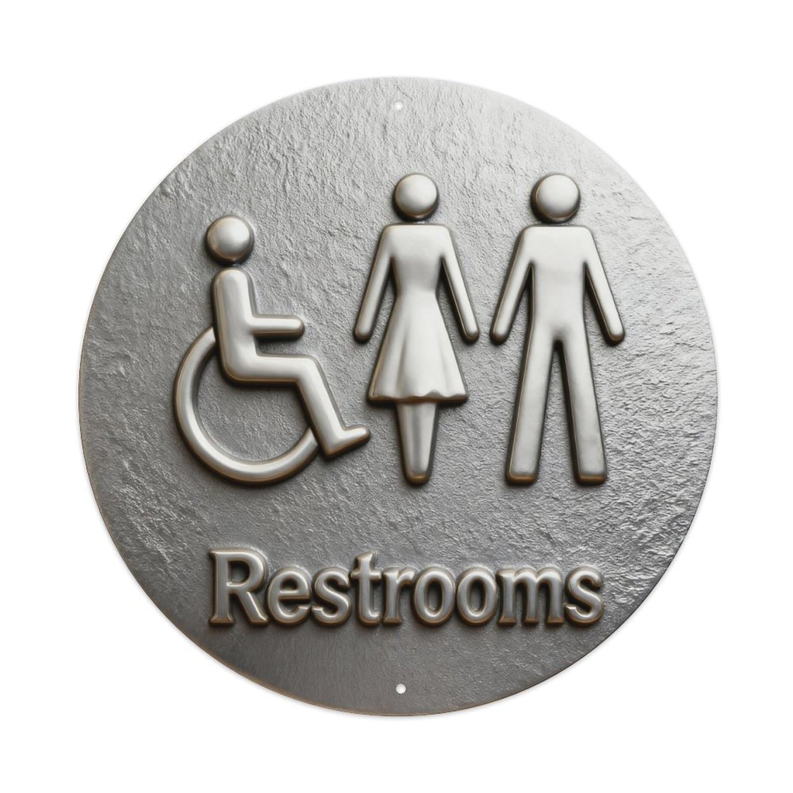 Toilets Sign With Wheelchair And Gender Symbols Round Metal Tin Sign Vintage Wall Decor, Bar Garage Cafe Kitchen Home Wall Art Poster 8x8inches