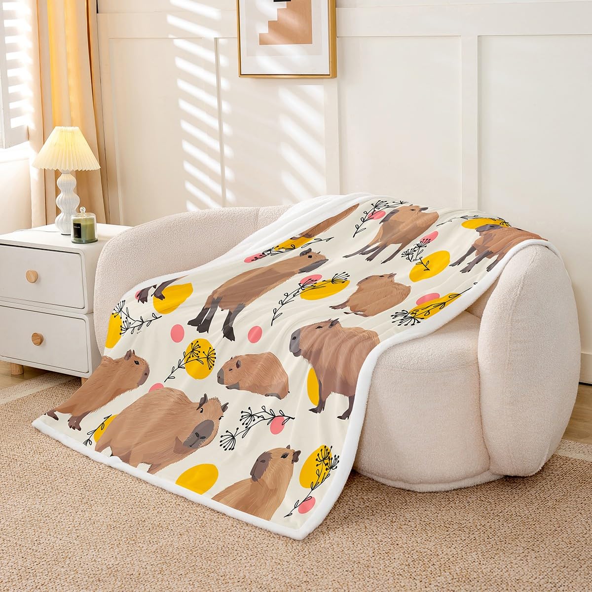 Coperta In Flanella Con Motivo Capibara Cartoon - 152x102 Cm, Morbida E Accogliente
