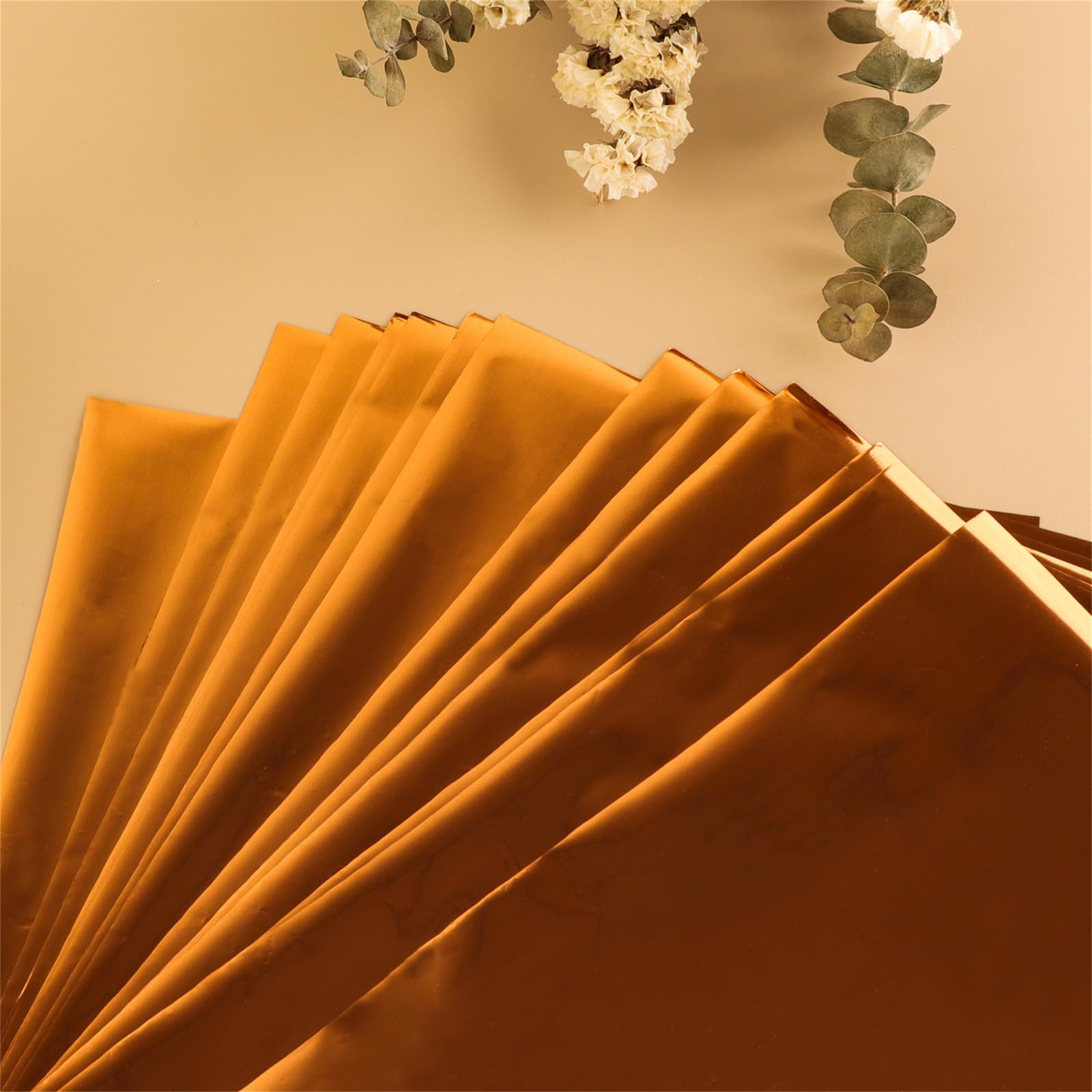 Briartw 100 Sheets Bronze Hot Foil Paper,20x29cm Toner Reactive Foil Hot Stamping Foil Paper by Laser Printer and Laminator for Scrapbooking Craft Cardmaking DIY Album Decoration