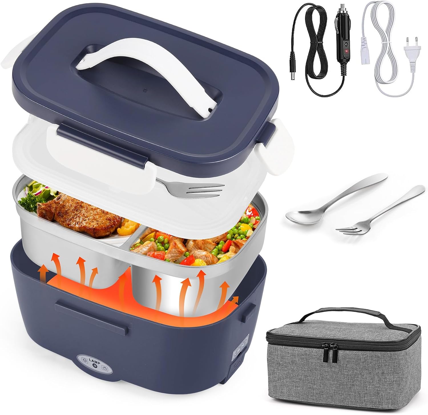 Générique Gamelle Chauffante Batterie, 1l Amovible En Acier