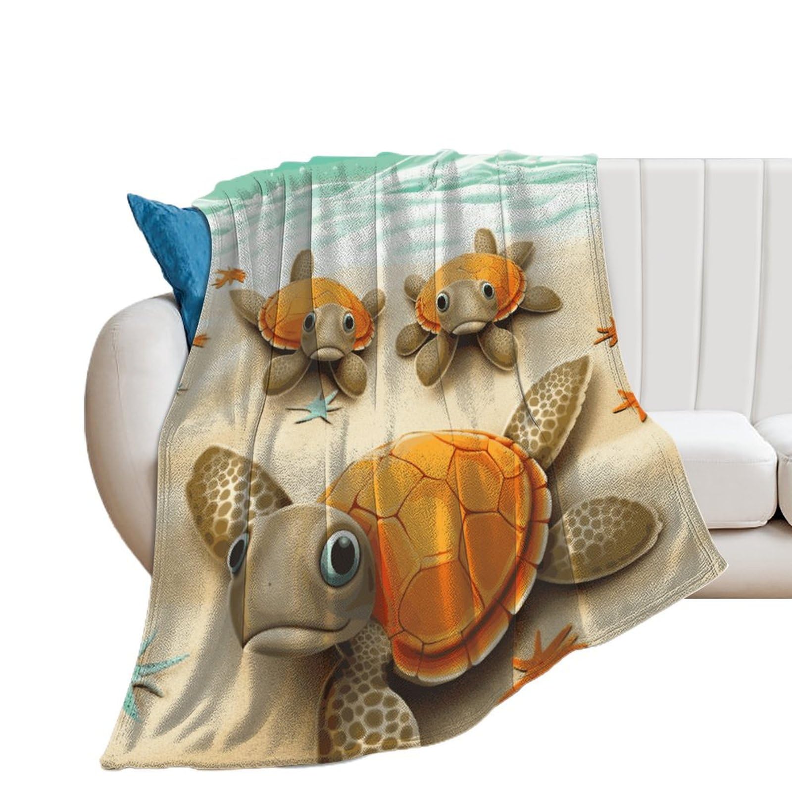 Couverture flanelle voyage et camping tortue marine