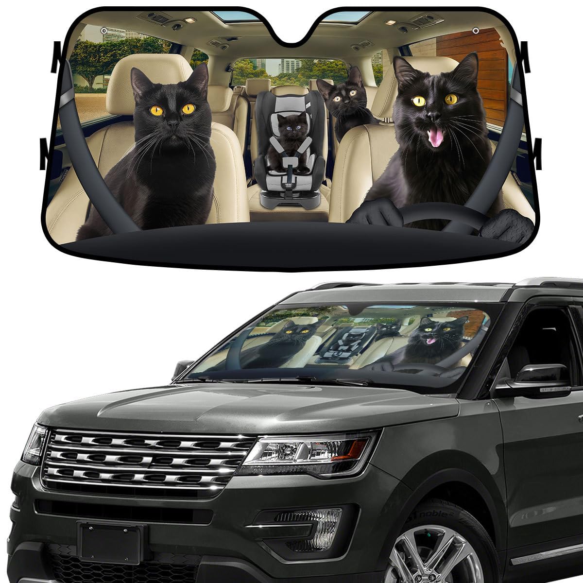 GENANY Parasol divertido para parabrisas de coche, SUV, camión (55 x 30 pulgadas), parasol de coche, parasoles para ventanas delanteras, parasol para parabrisas de coche, bloquea los rayos UV