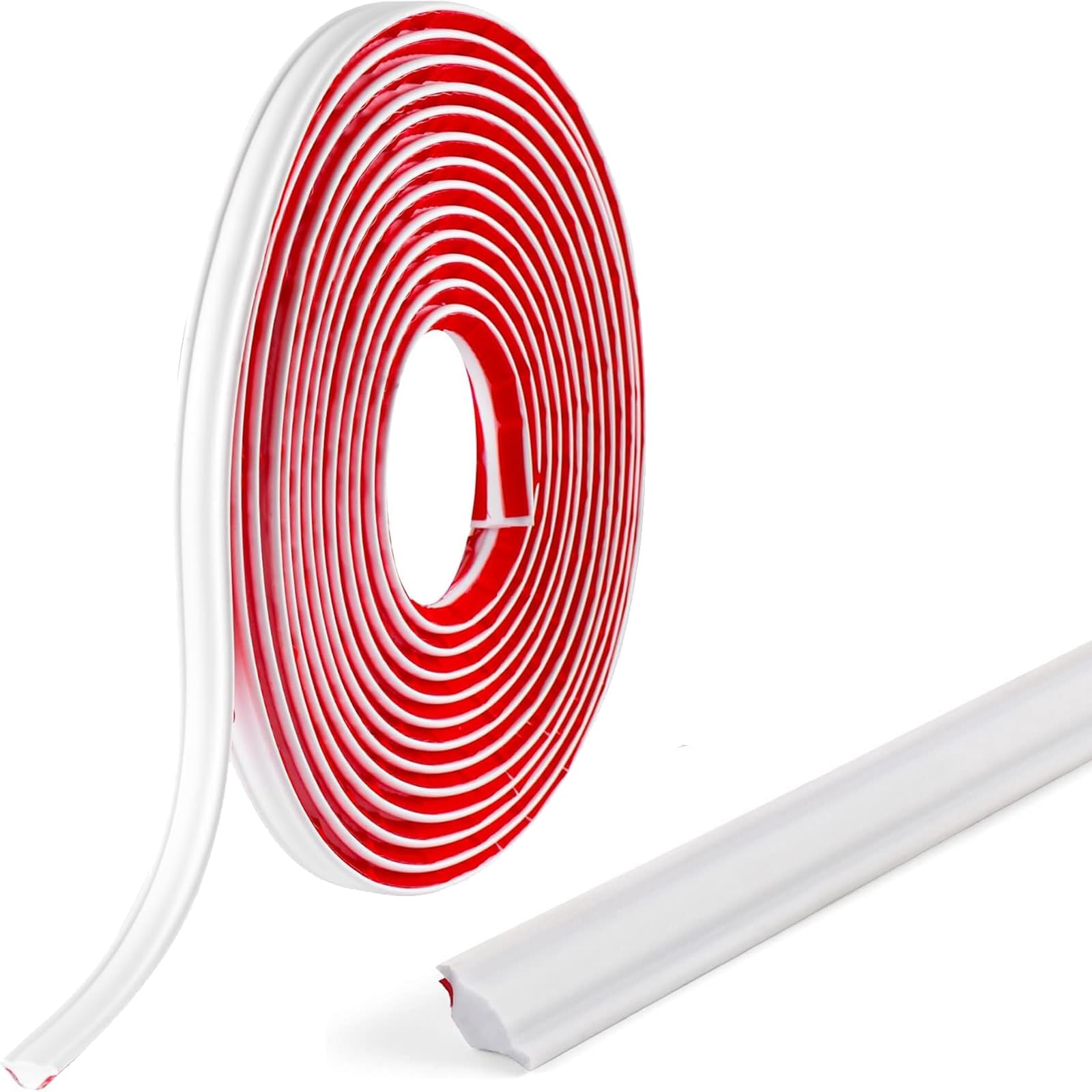 Cjkoonsa Porcelain White Tpe Quadrant Trim,6M Flexible Moulding Wall Corner Edging Strip,Tpe Skirting Board Trim Self Adhesive For Laminate Flooring, Wall Ceiling, Cabinet Countertop,12Mm*9Mm,White