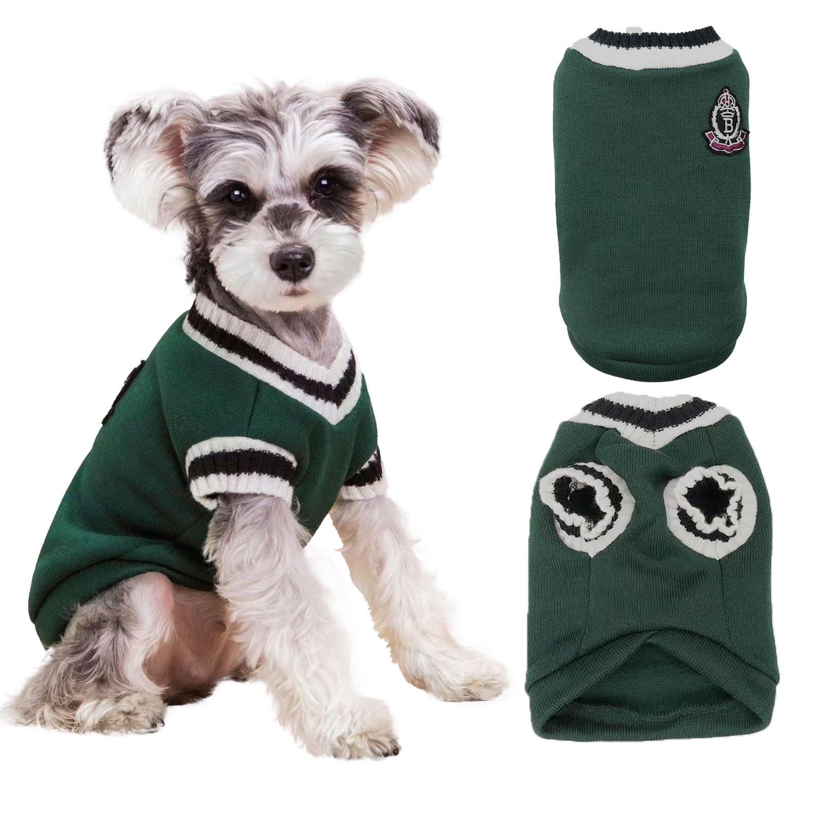Knitted Vest Dog Jumper, Pet Preppy Cat Jumper, Warm Dog Clothes for Small Medium Large Dogs