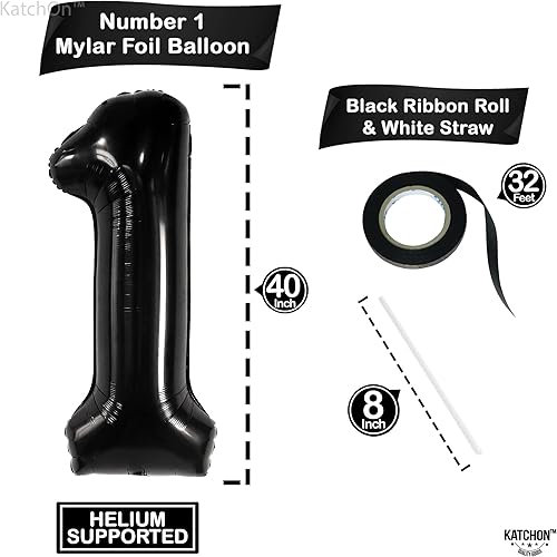 Miniatura 7 de White One Balloon - 20 Inch with Black 1 Balloon for First Birthday - 40 Inch  Script 1 Balloon for First Birthday Decorations  Spooky Birthday